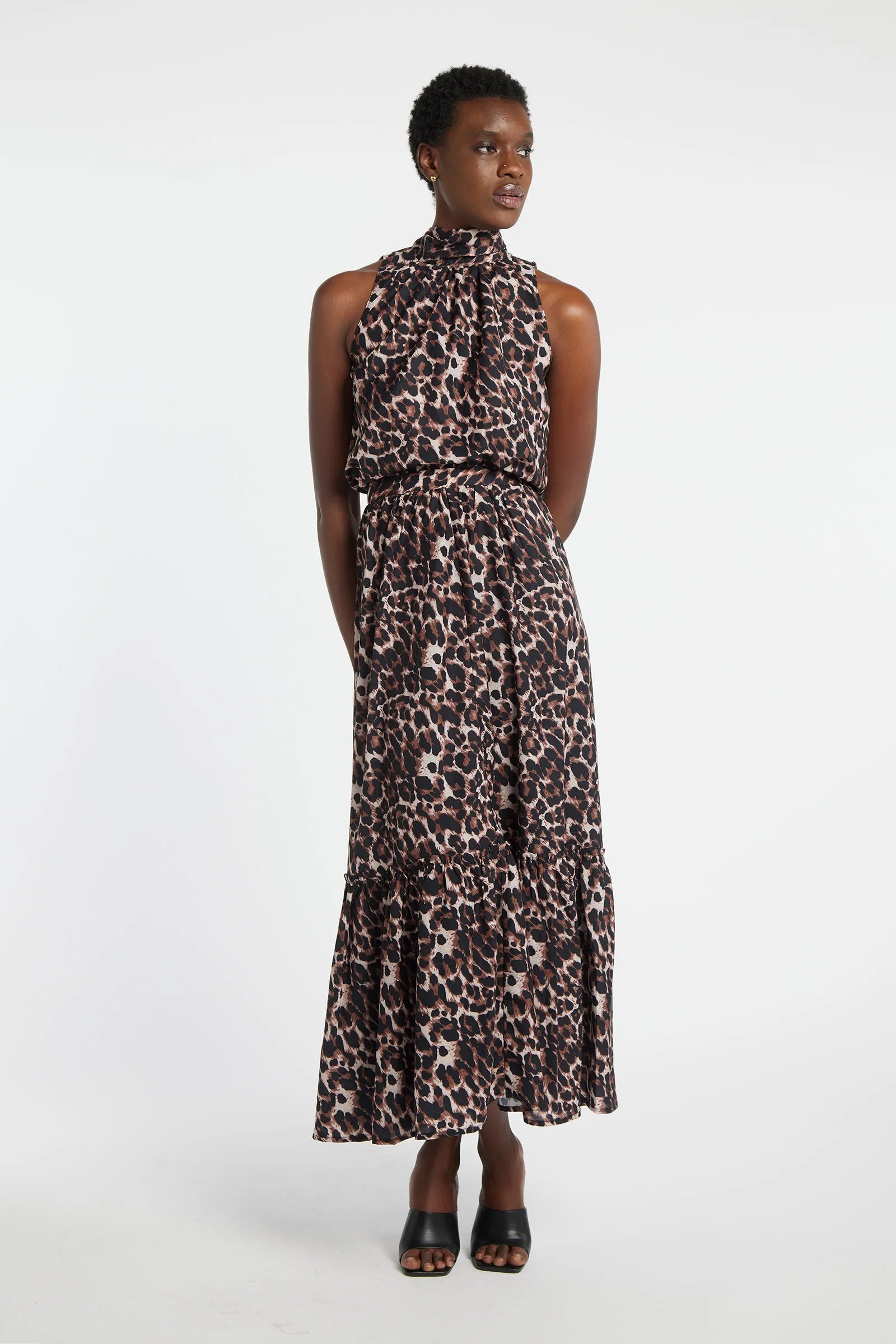 TURQUOISE - Spotted ruffle skirt