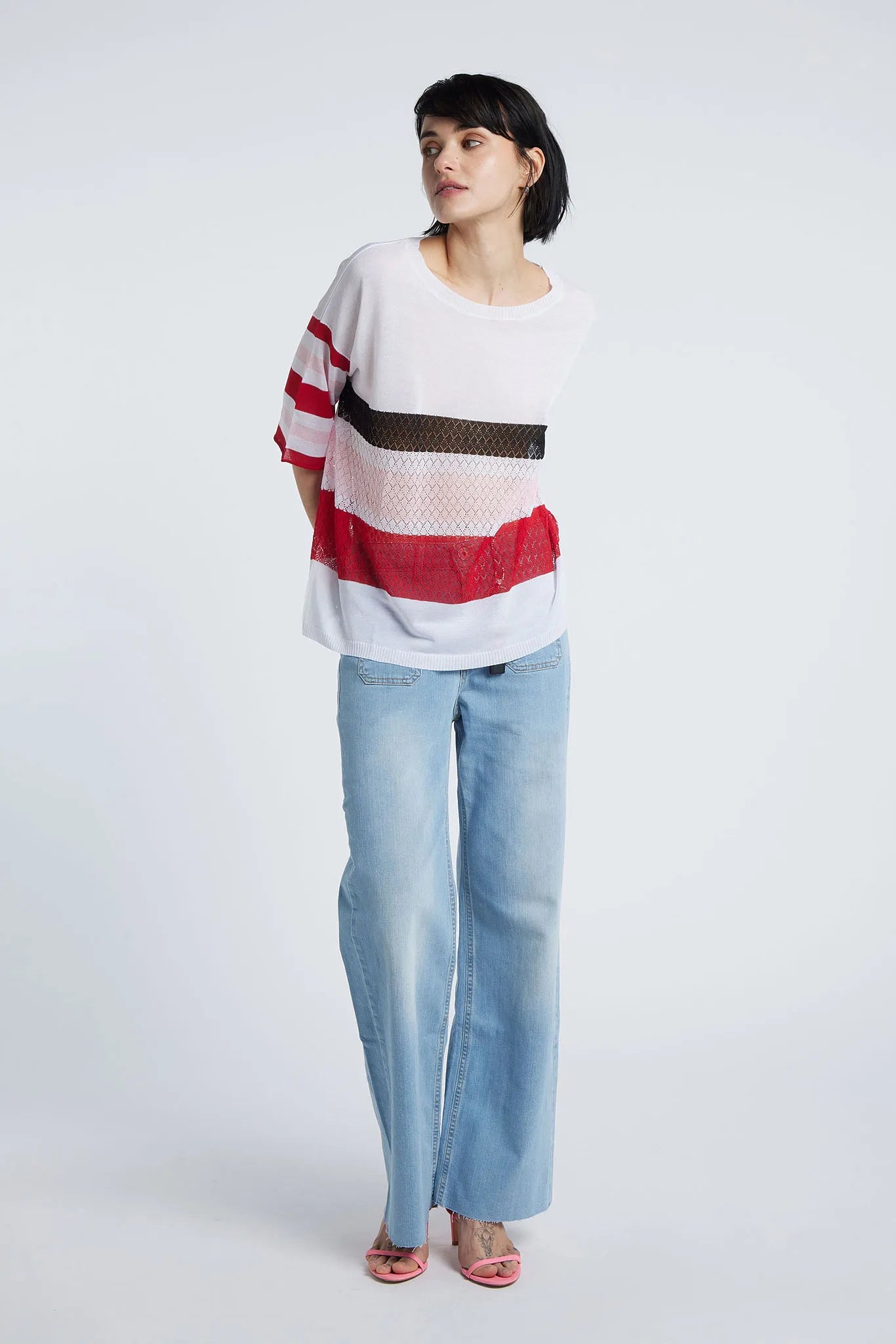 TATIANA - Perforated Viscose Knit Top