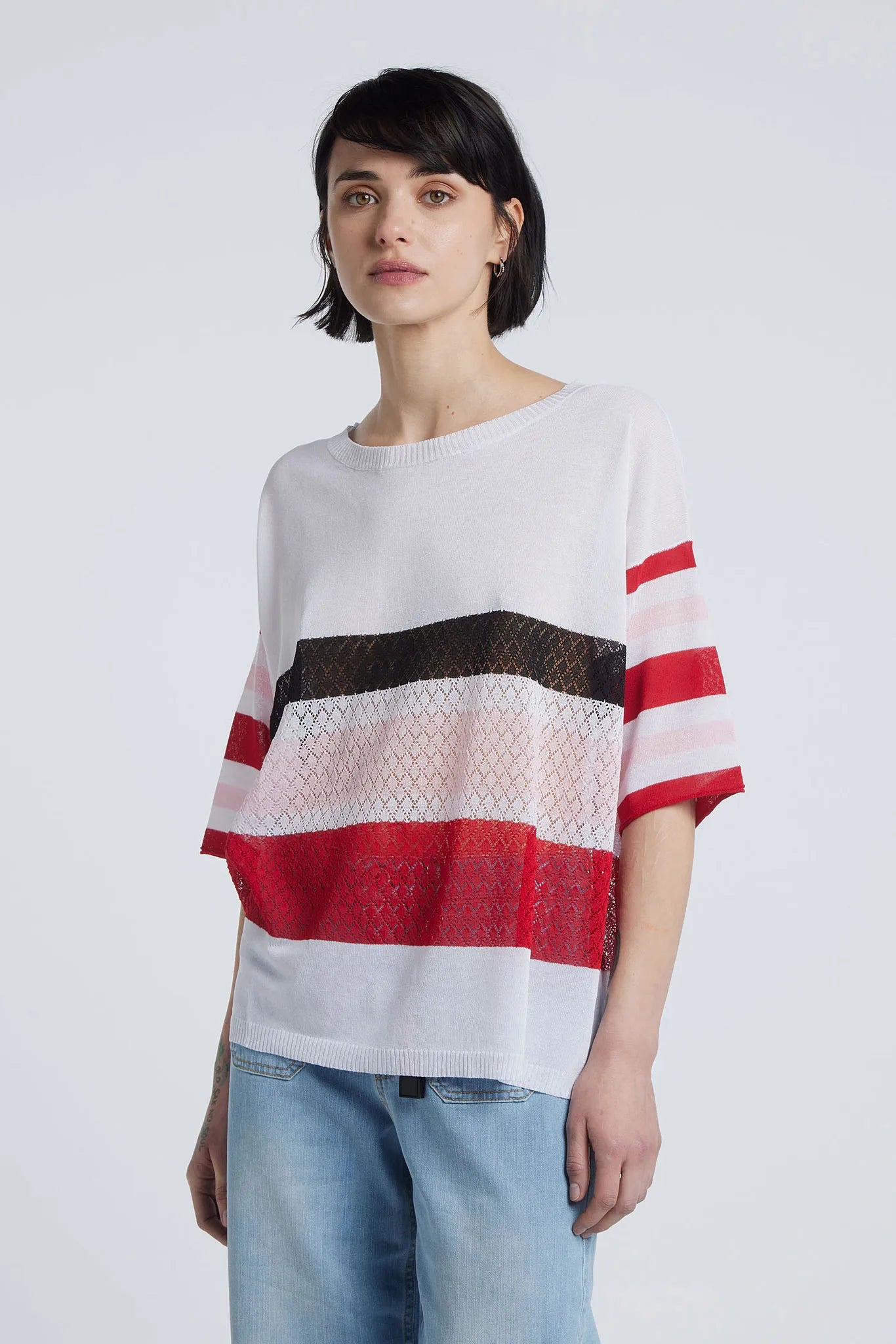 TATIANA - Perforated Viscose Knit Top