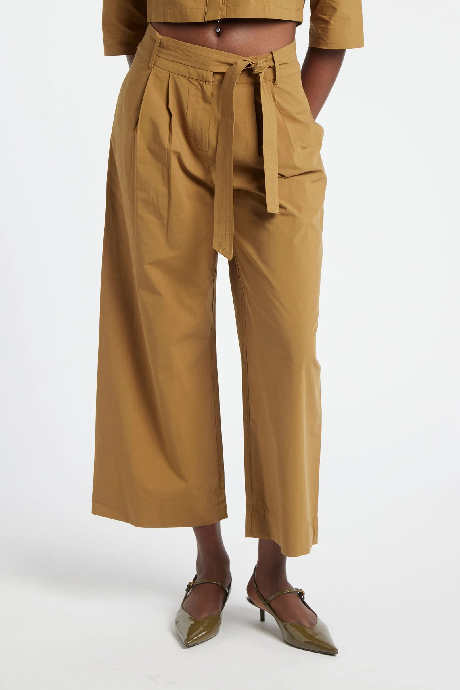 AZZURRITE - Pantalone vita alta safari