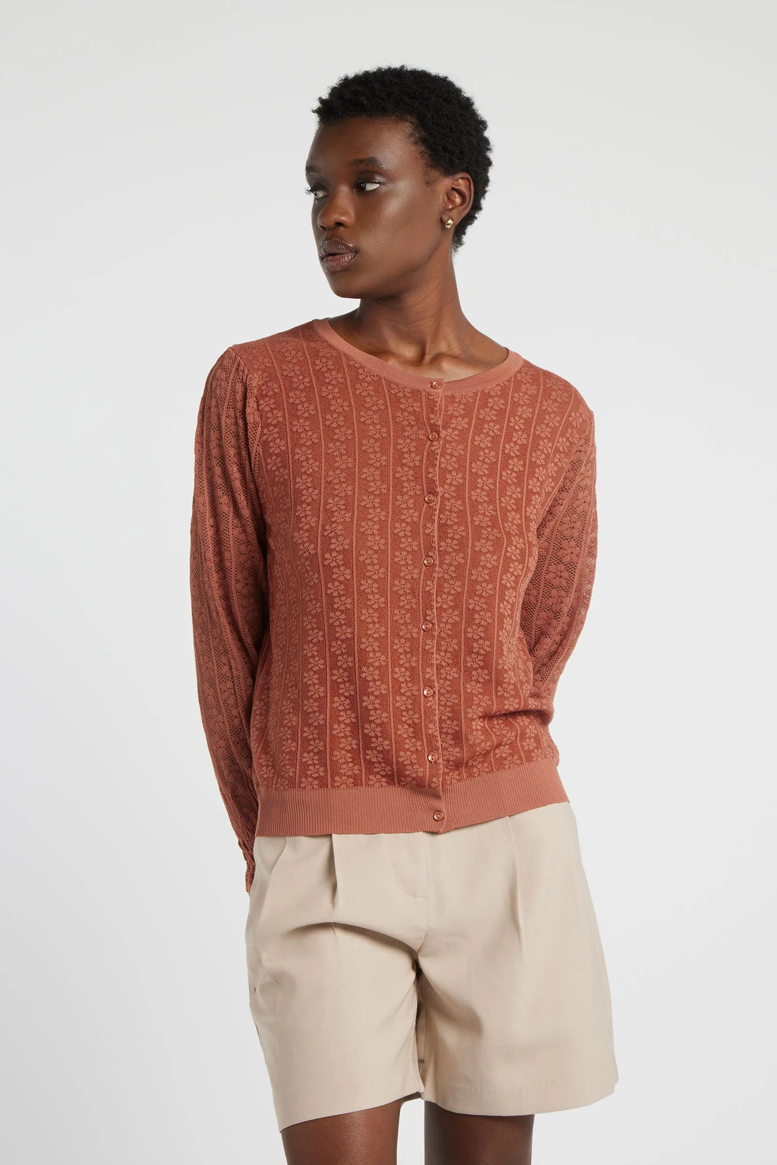 YANA - Cardigan in maglia girocollo