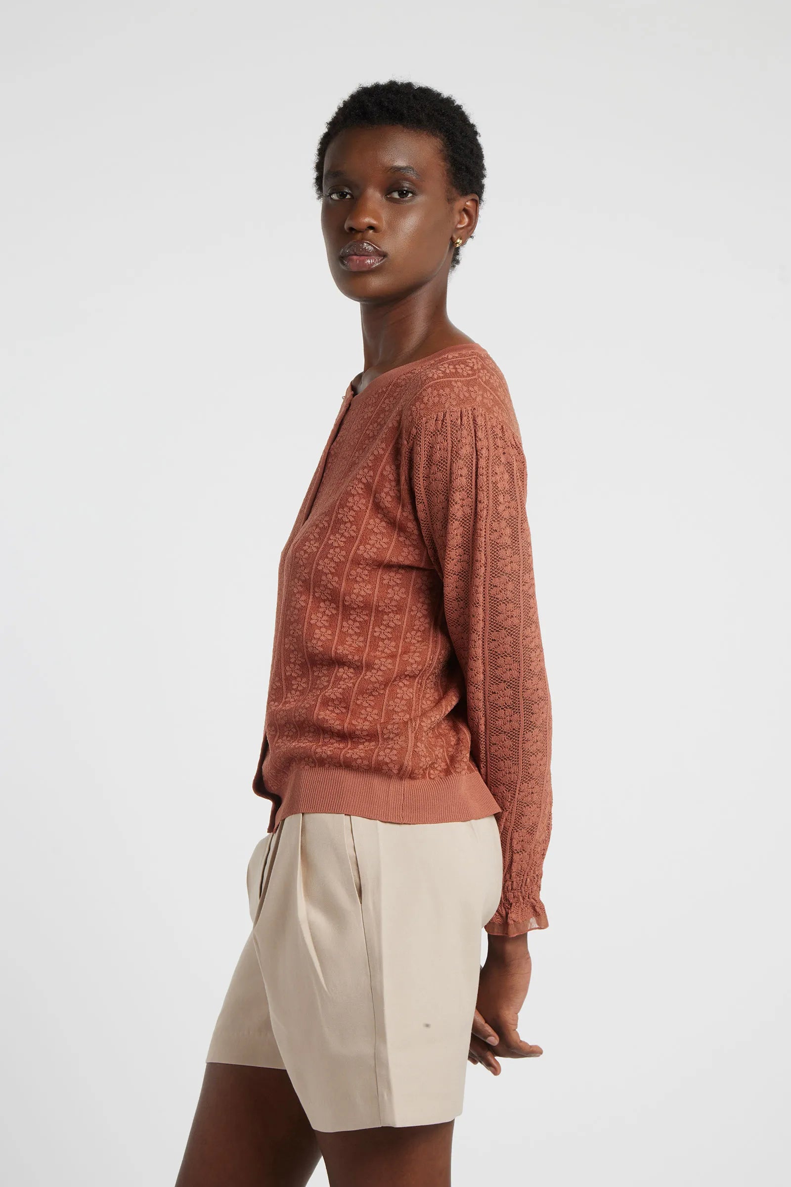 YANA - Cardigan in maglia girocollo