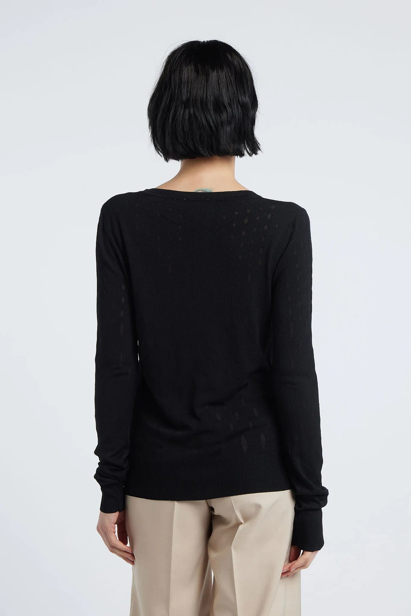 REIKO - Black crewneck cardigan