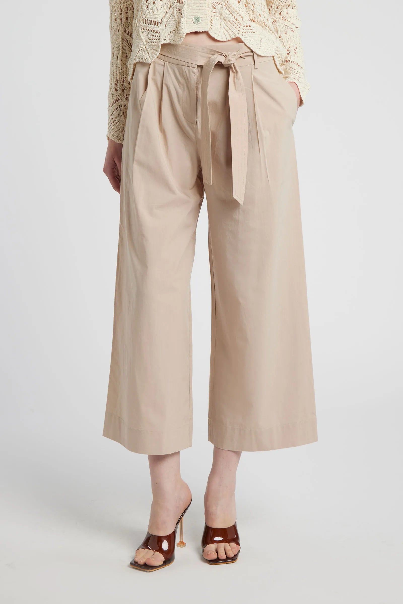 AZZURRITE - Pantalone vita alta safari