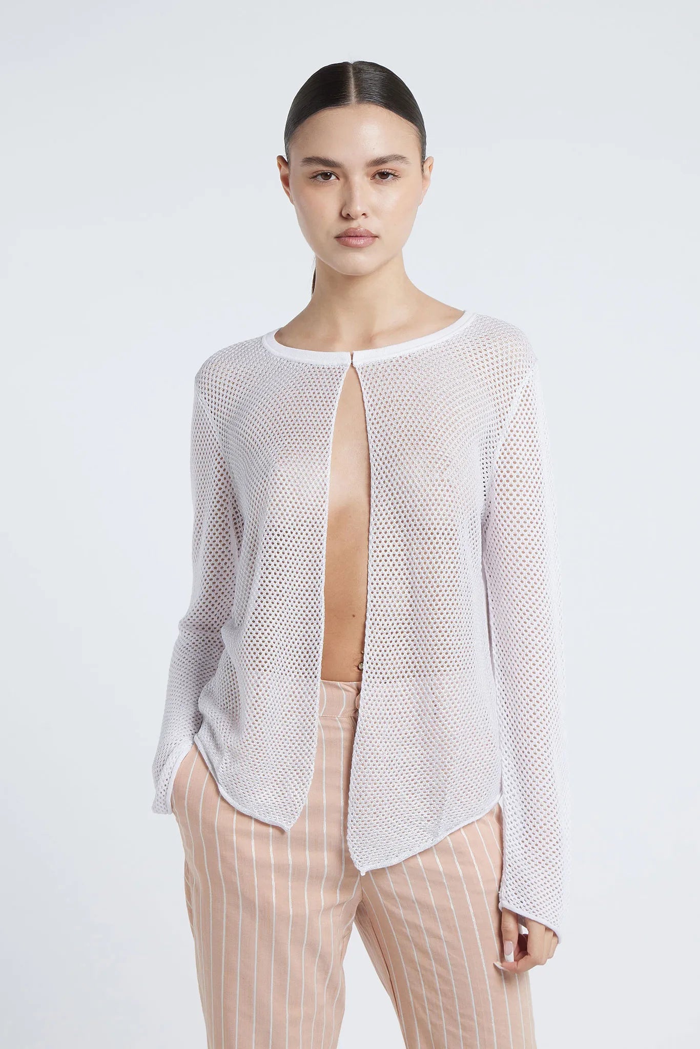 MORGAN - Viscose cardigan with mesh detailing