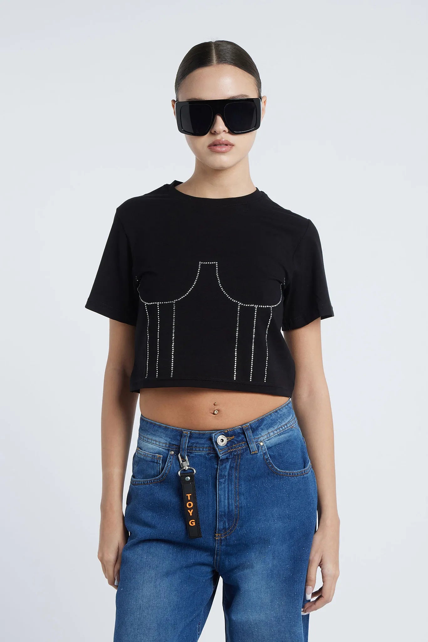 CUBA - T-shirt with corset appliqué