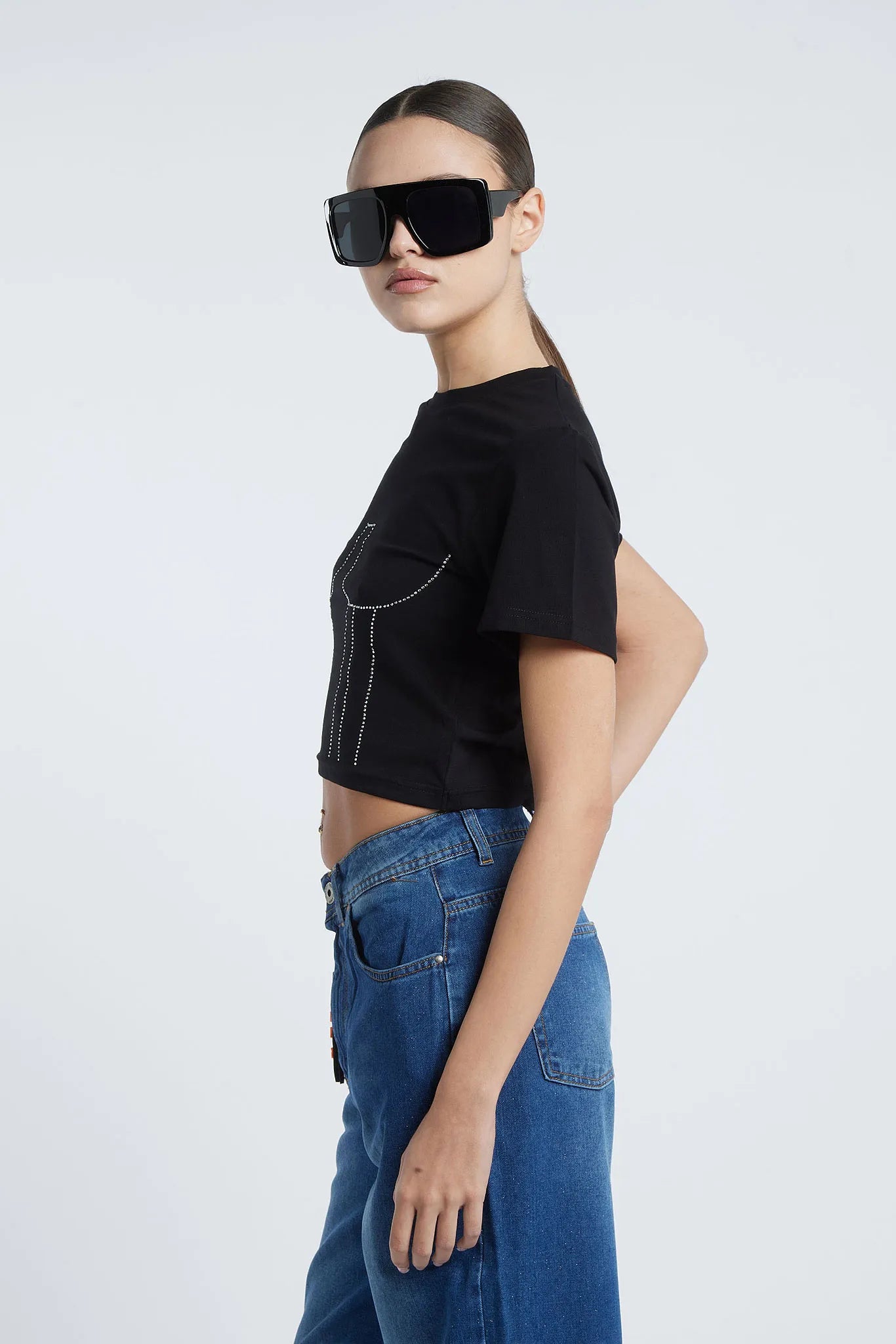 CUBA - T-shirt with corset appliqué