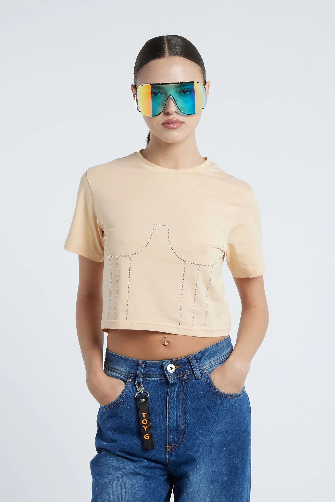 CUBA - T-shirt with corset appliqué
