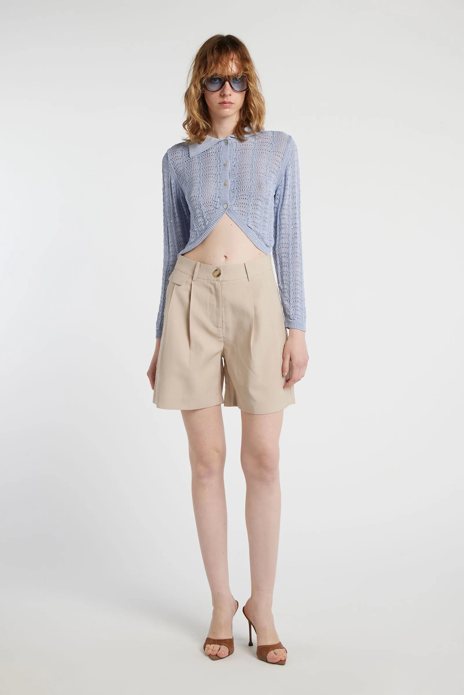 GALL - Cropped viscose shirt with buttons