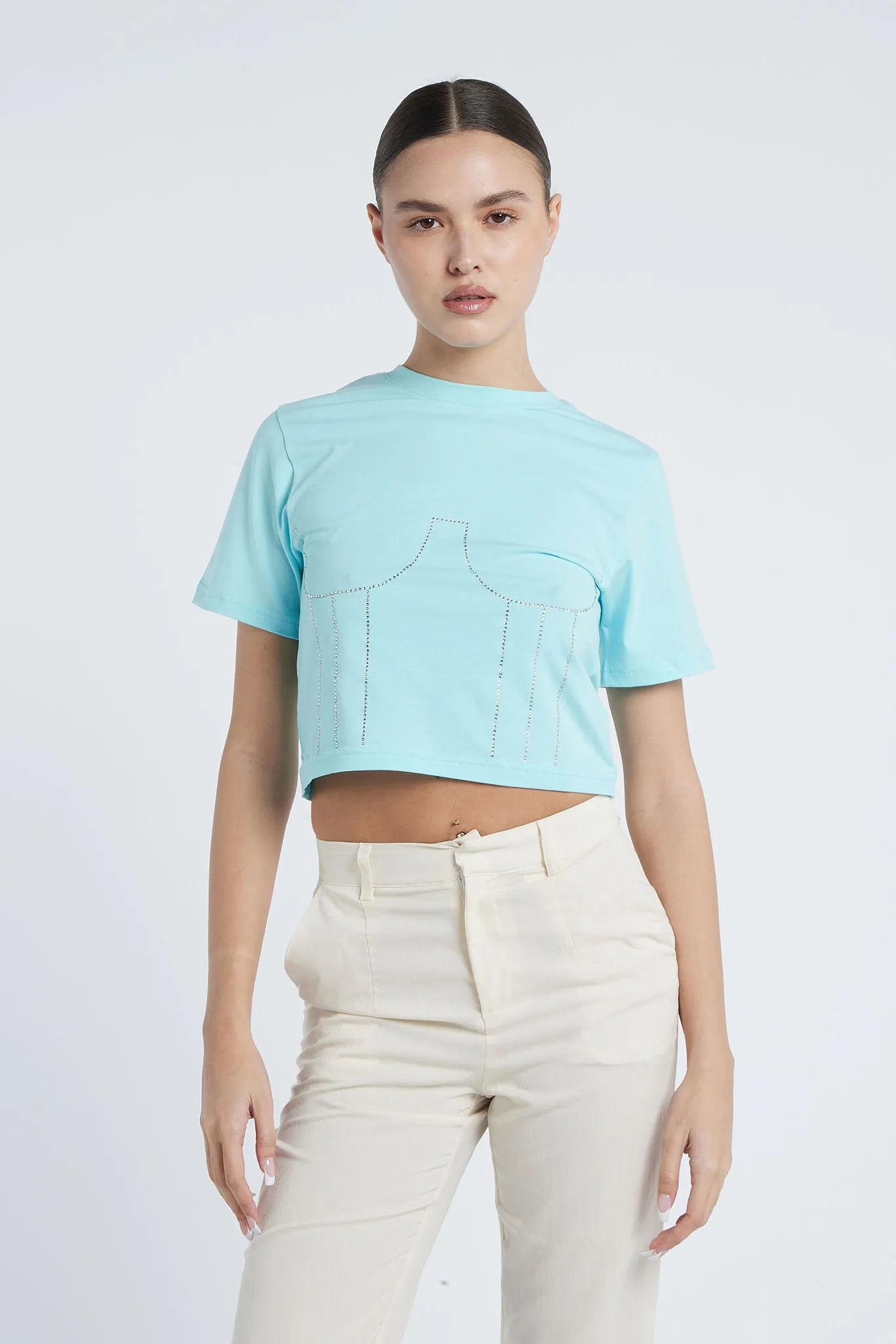 CUBA - T-shirt with corset appliqué