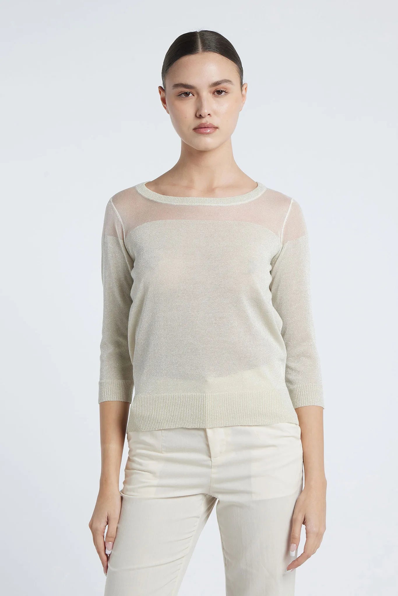 EKATERINA - Lurex crew neck sweater