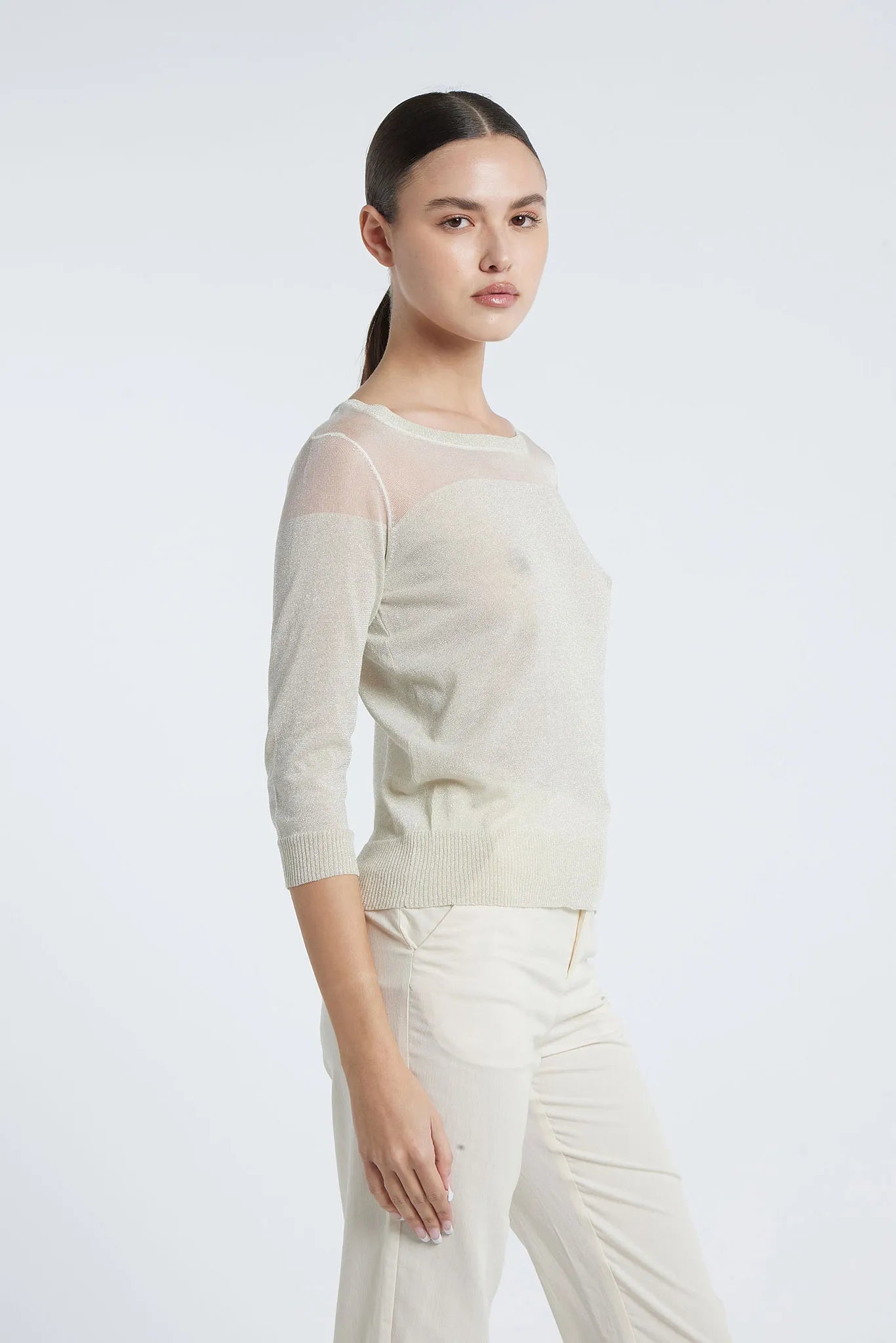 EKATERINA - Lurex crew neck sweater