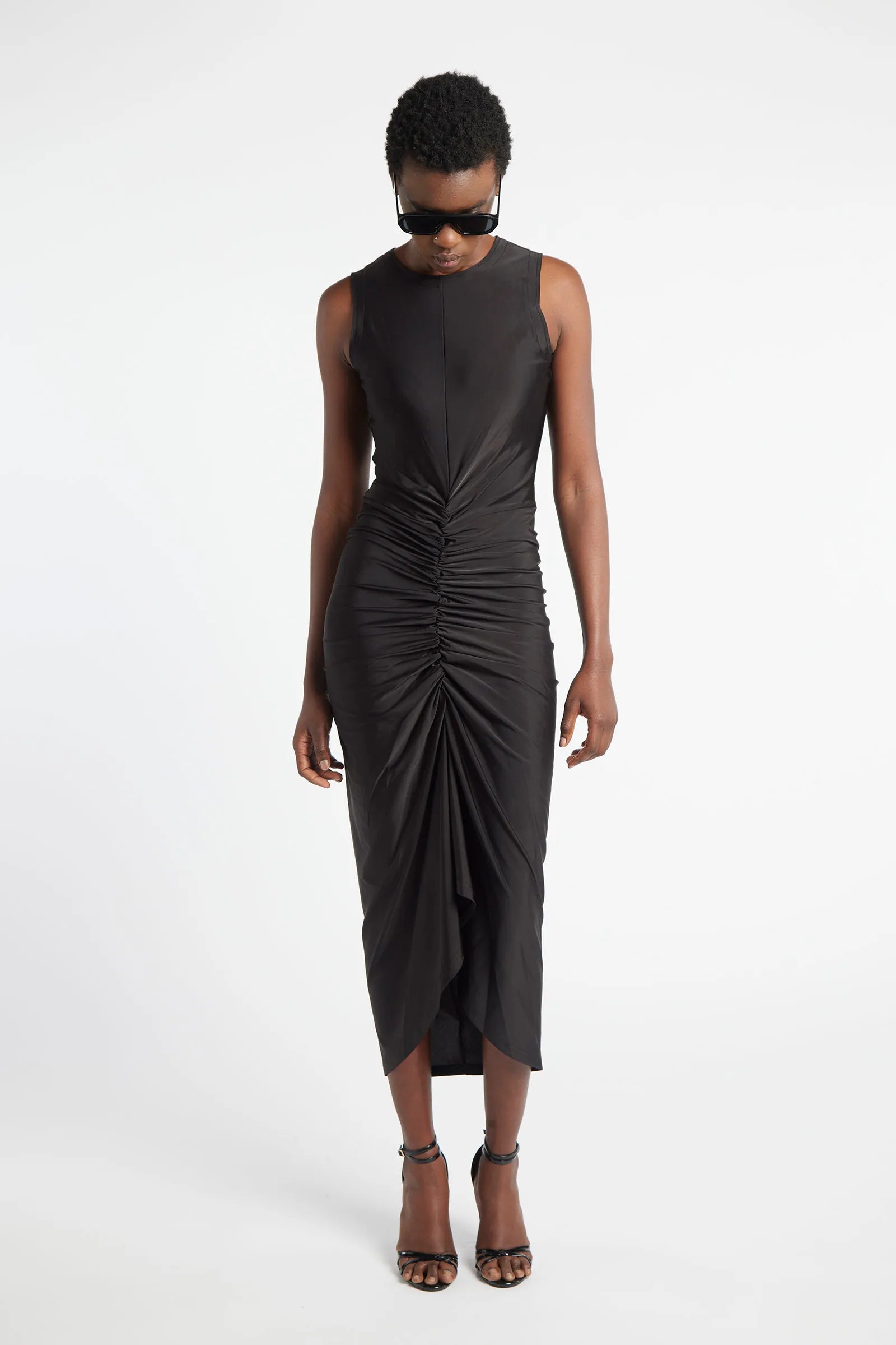 TOURMALINE - Semi-shiny lycra midi dress