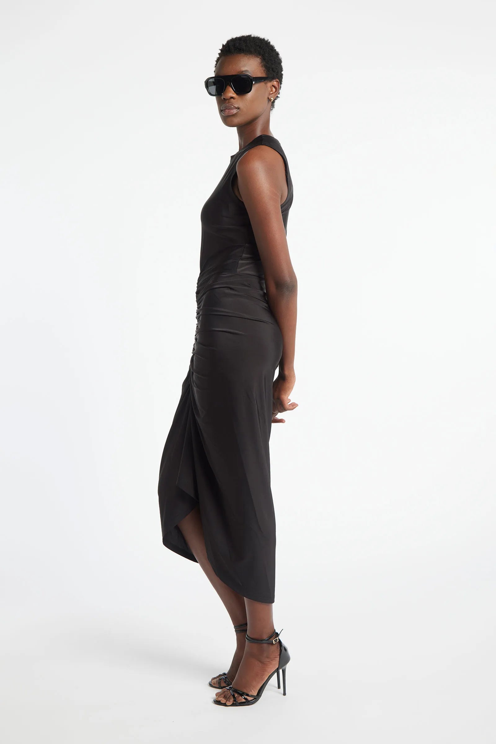 TOURMALINE - Semi-shiny lycra midi dress