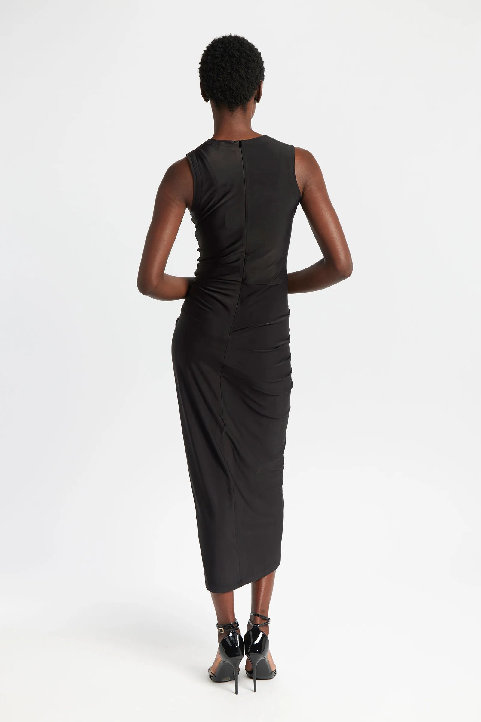 TOURMALINE - Semi-shiny lycra midi dress