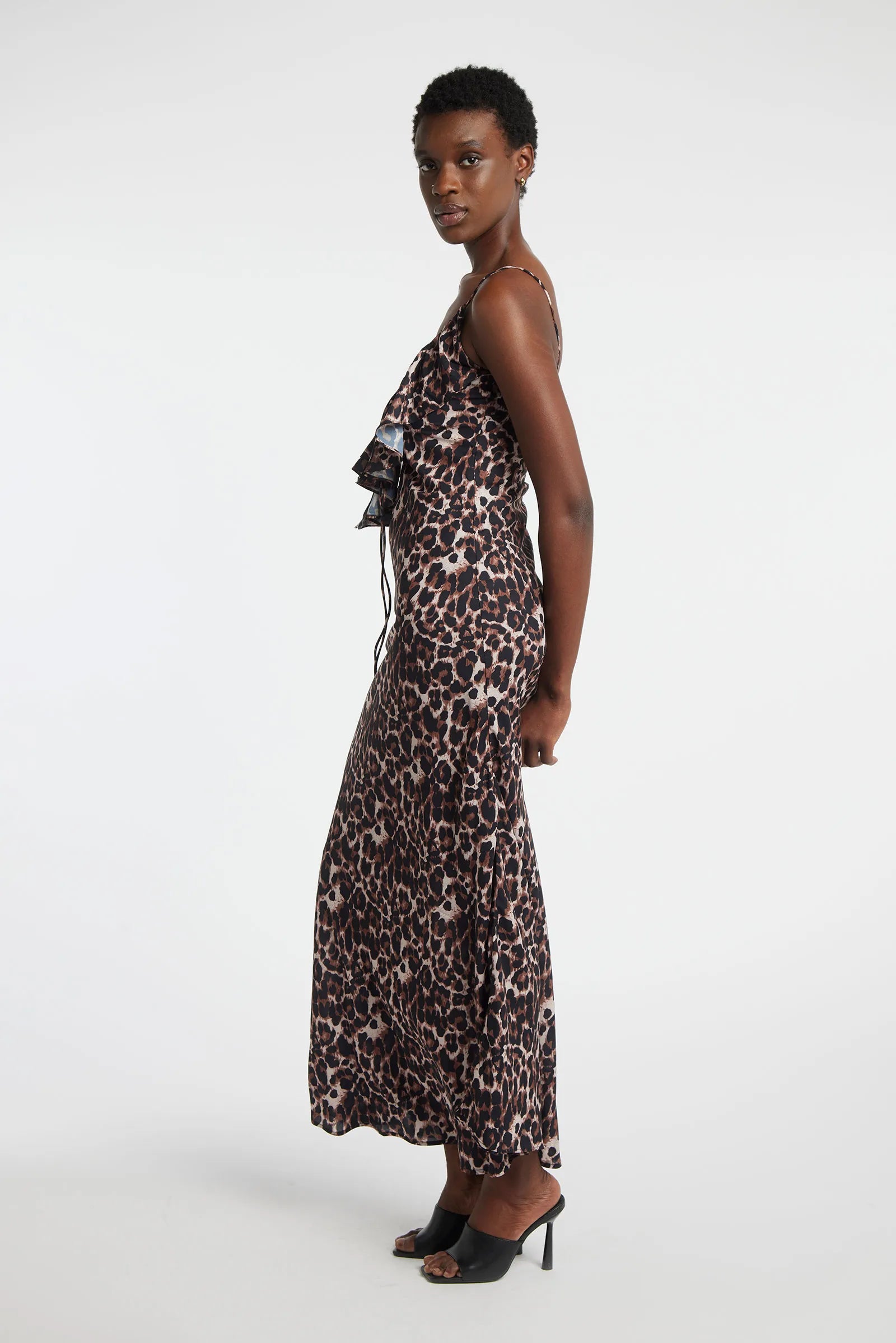 VIOLANE - Long georgette dress with animal print