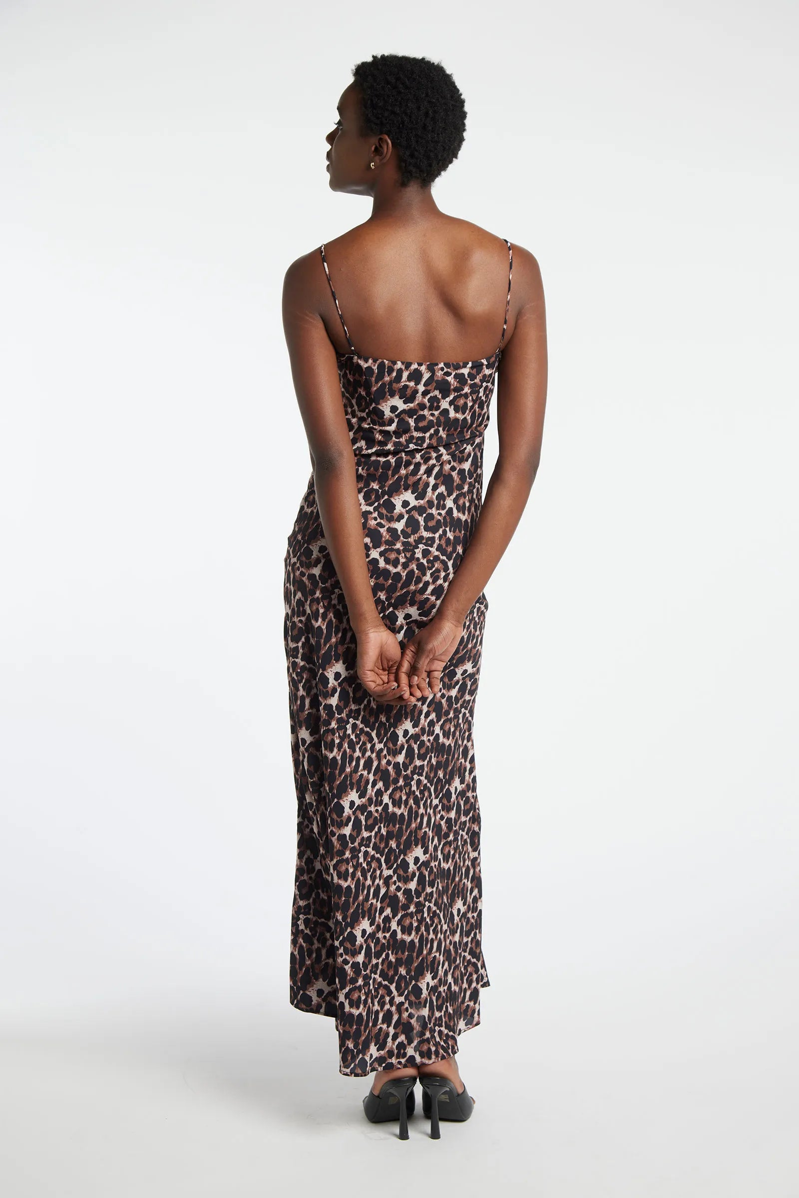 VIOLANE - Long georgette dress with animal print