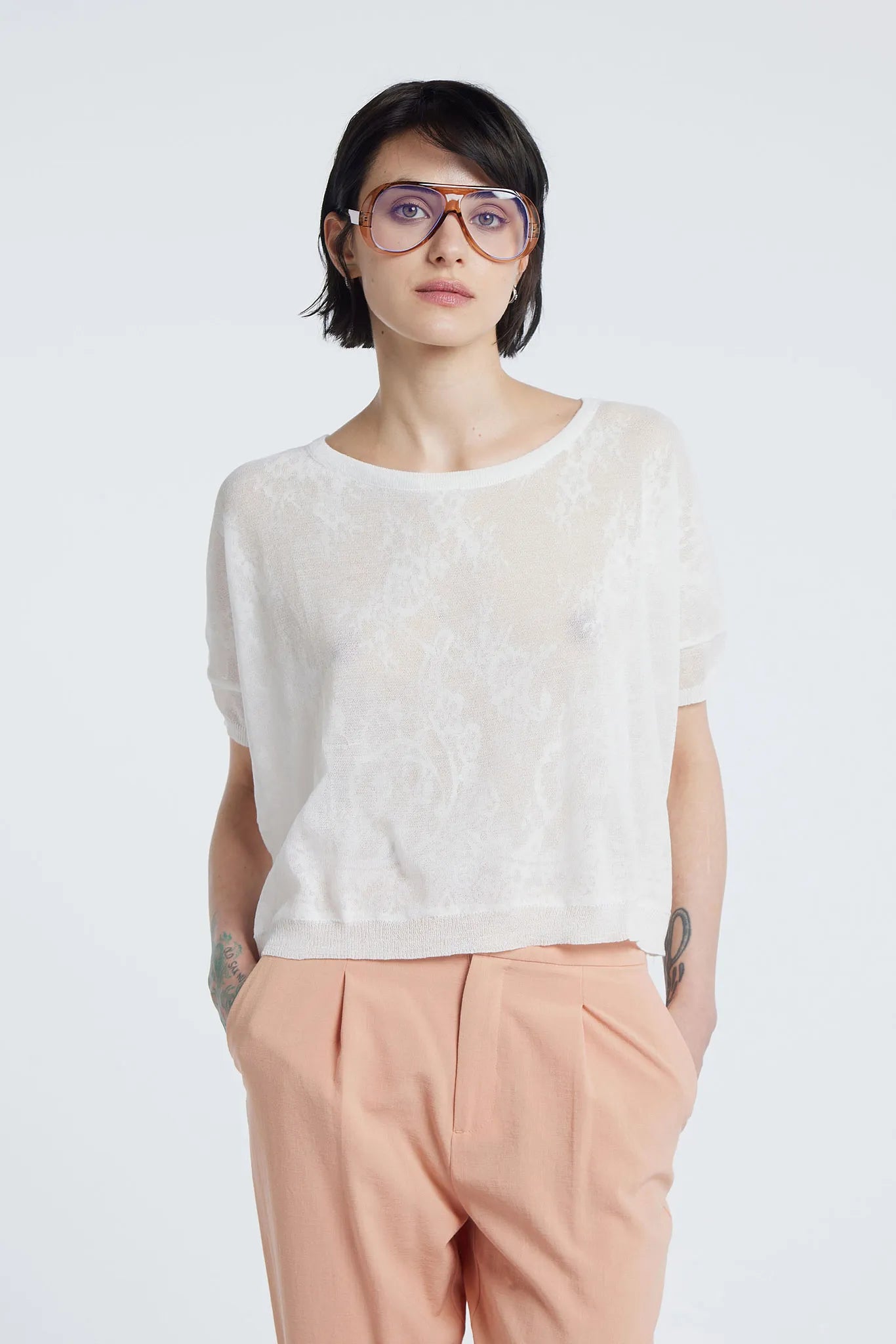 MIROSLAVA - Sheer effect viscose top