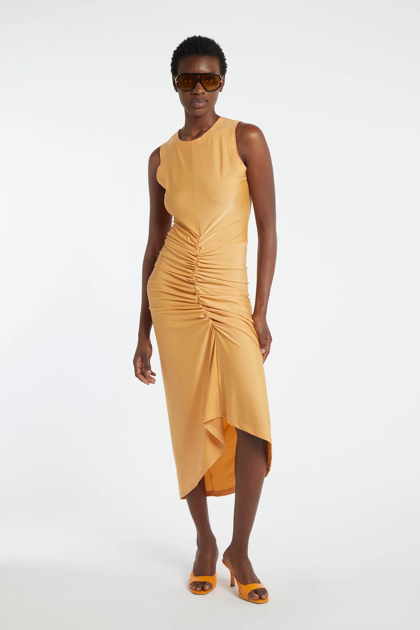TOURMALINE - Semi-shiny lycra midi dress
