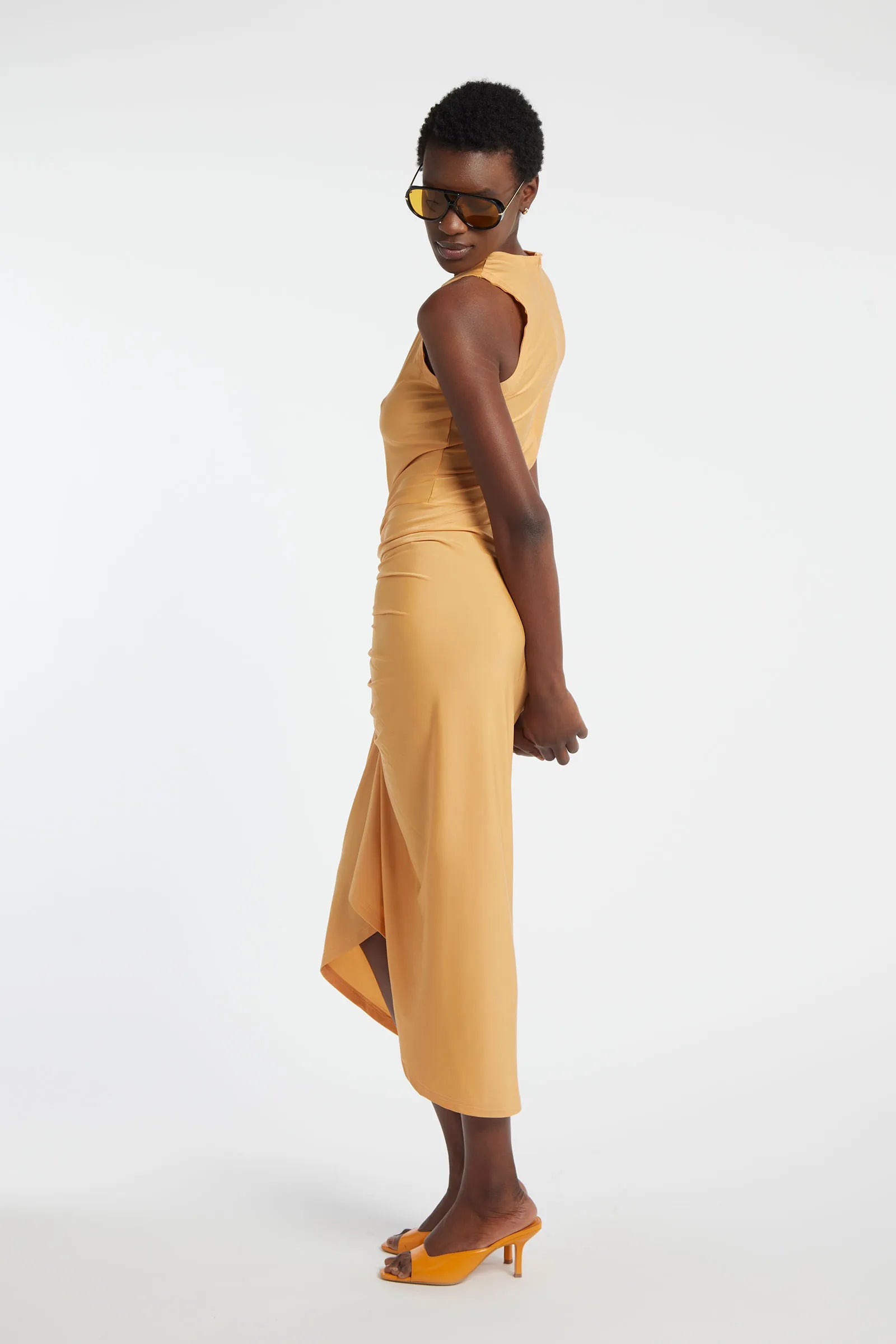TOURMALINE - Semi-shiny lycra midi dress