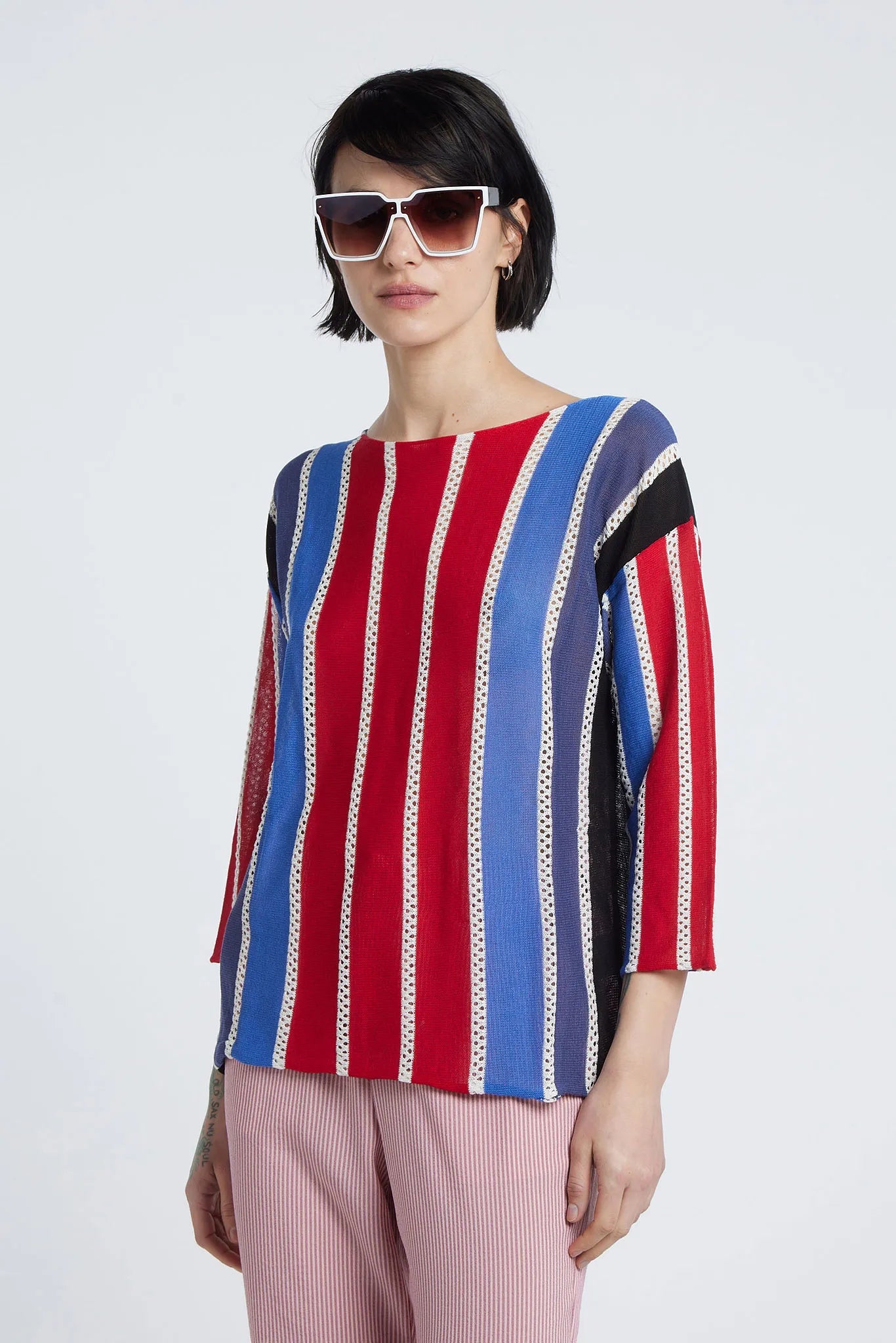 NYSSA - 7/8 sleeve crew neck top
