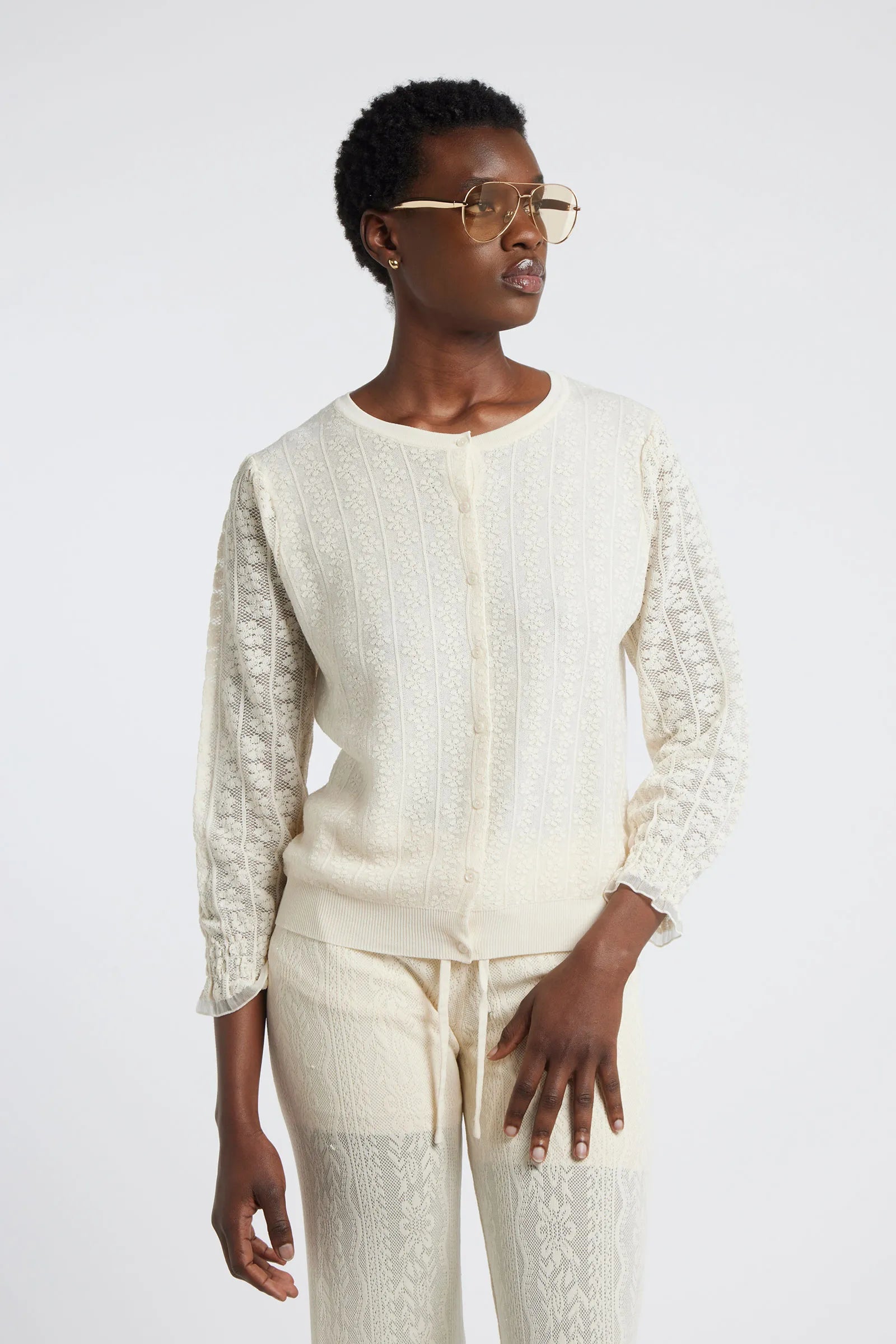 YANA - Crew neck knit cardigan