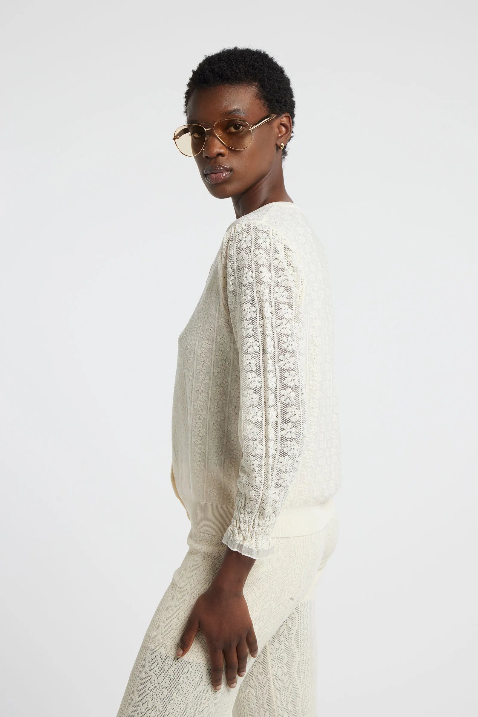 YANA - Crew neck knit cardigan