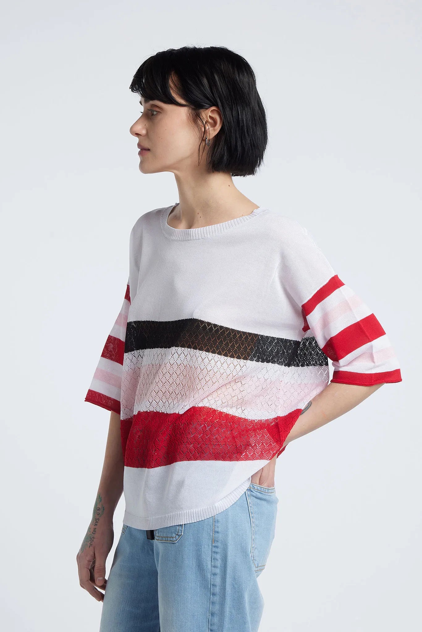 TATIANA - Perforated Viscose Knit Top