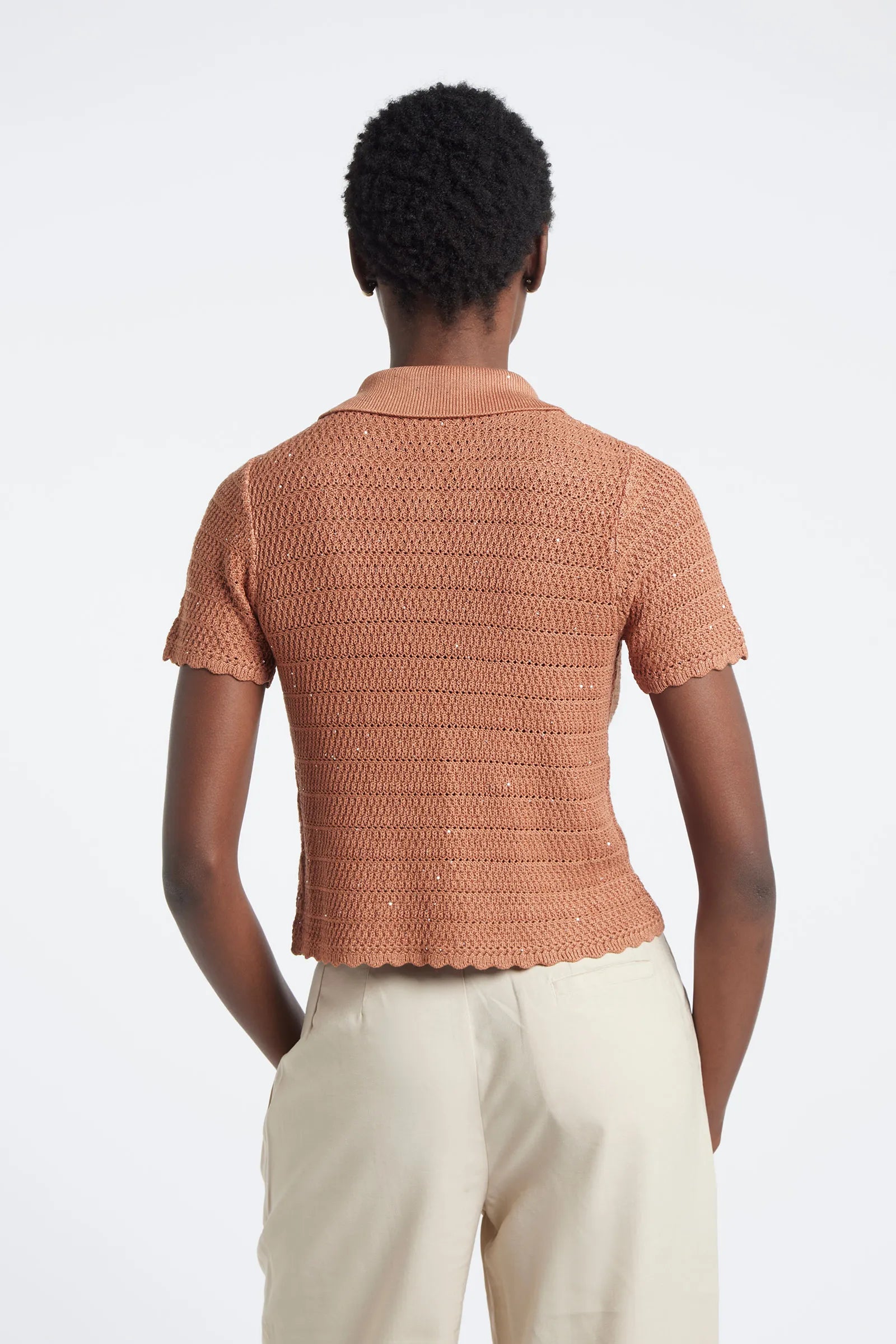 GALEGA - Lurex knit polo shirt