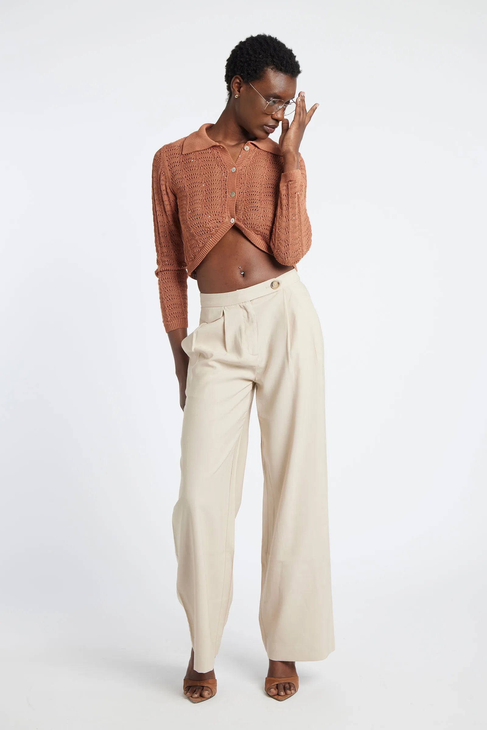 GALL - Cropped viscose shirt with buttons