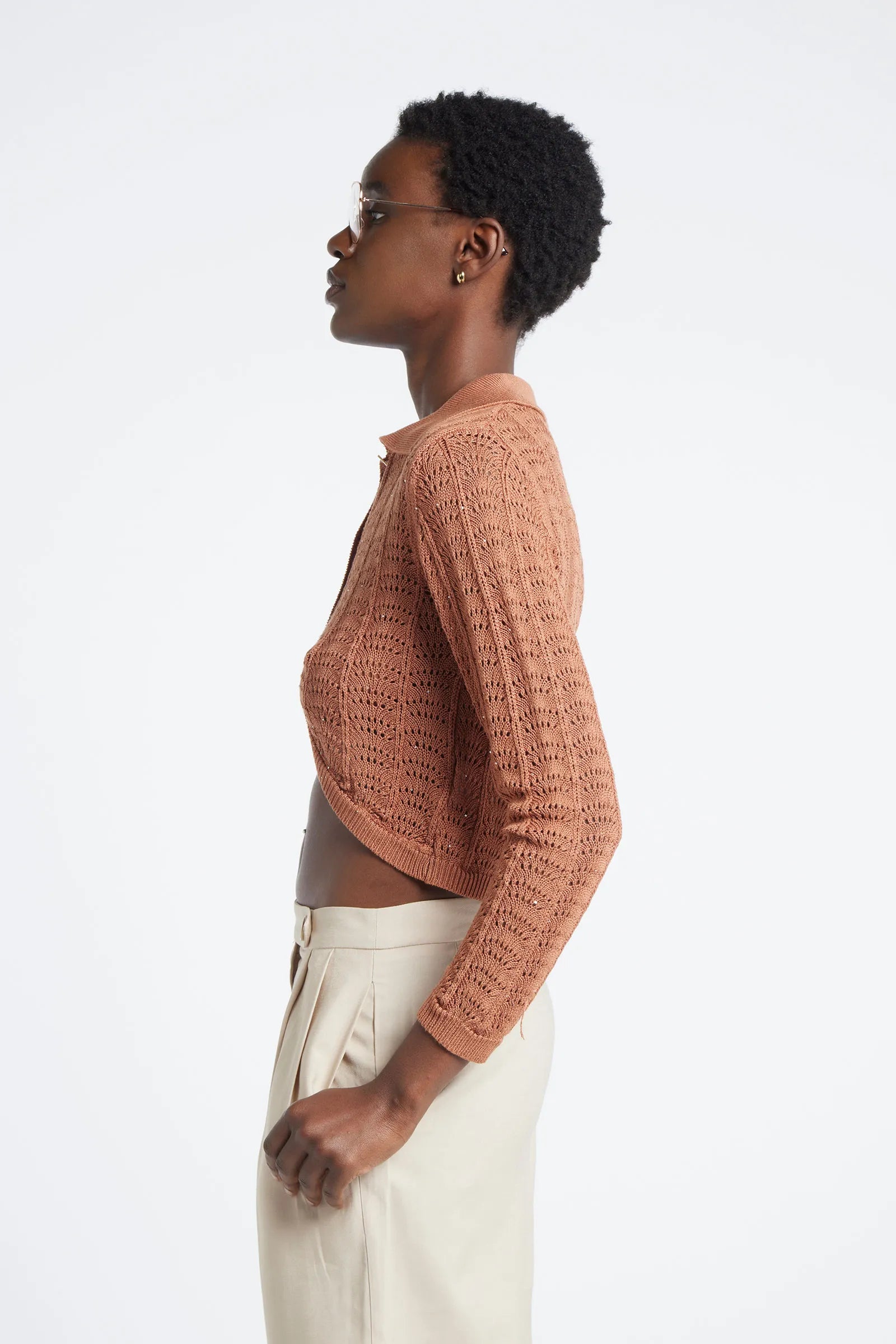 GALL - Cropped viscose shirt with buttons