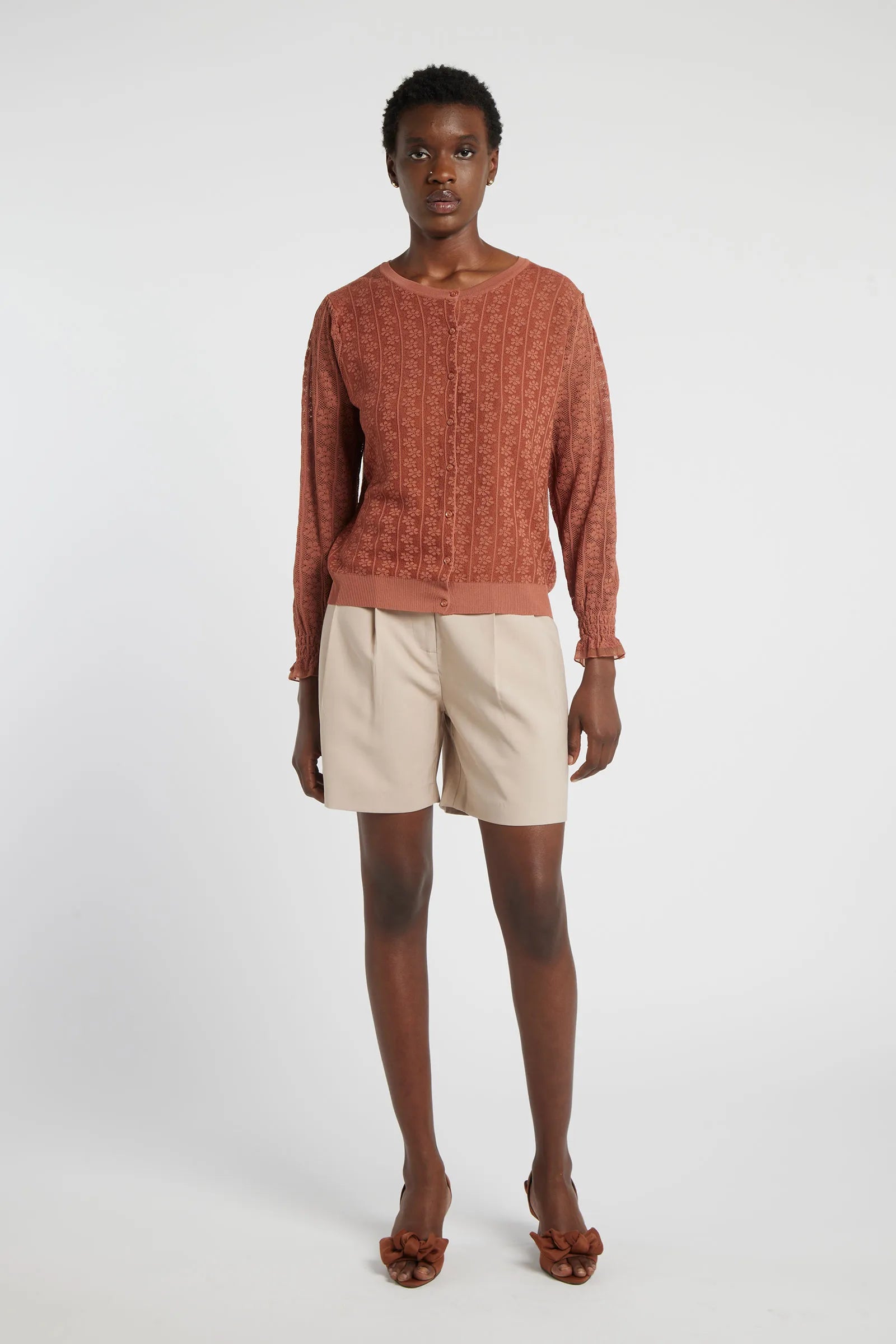 YANA - Crew neck knit cardigan