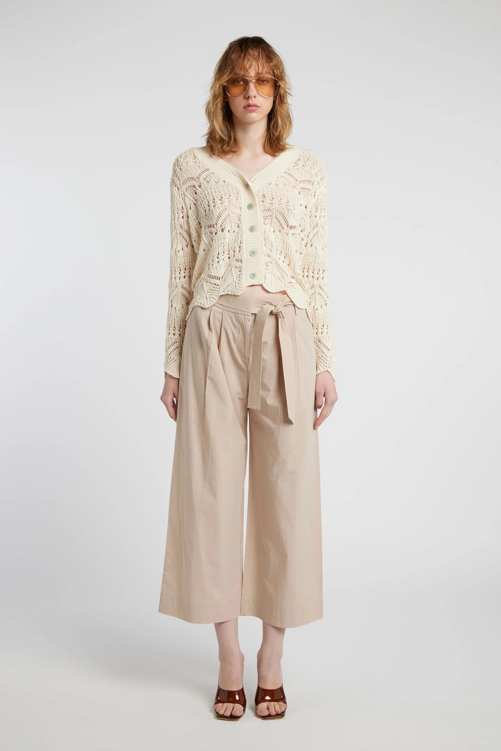 AZZURRITE - Pantalone vita alta safari