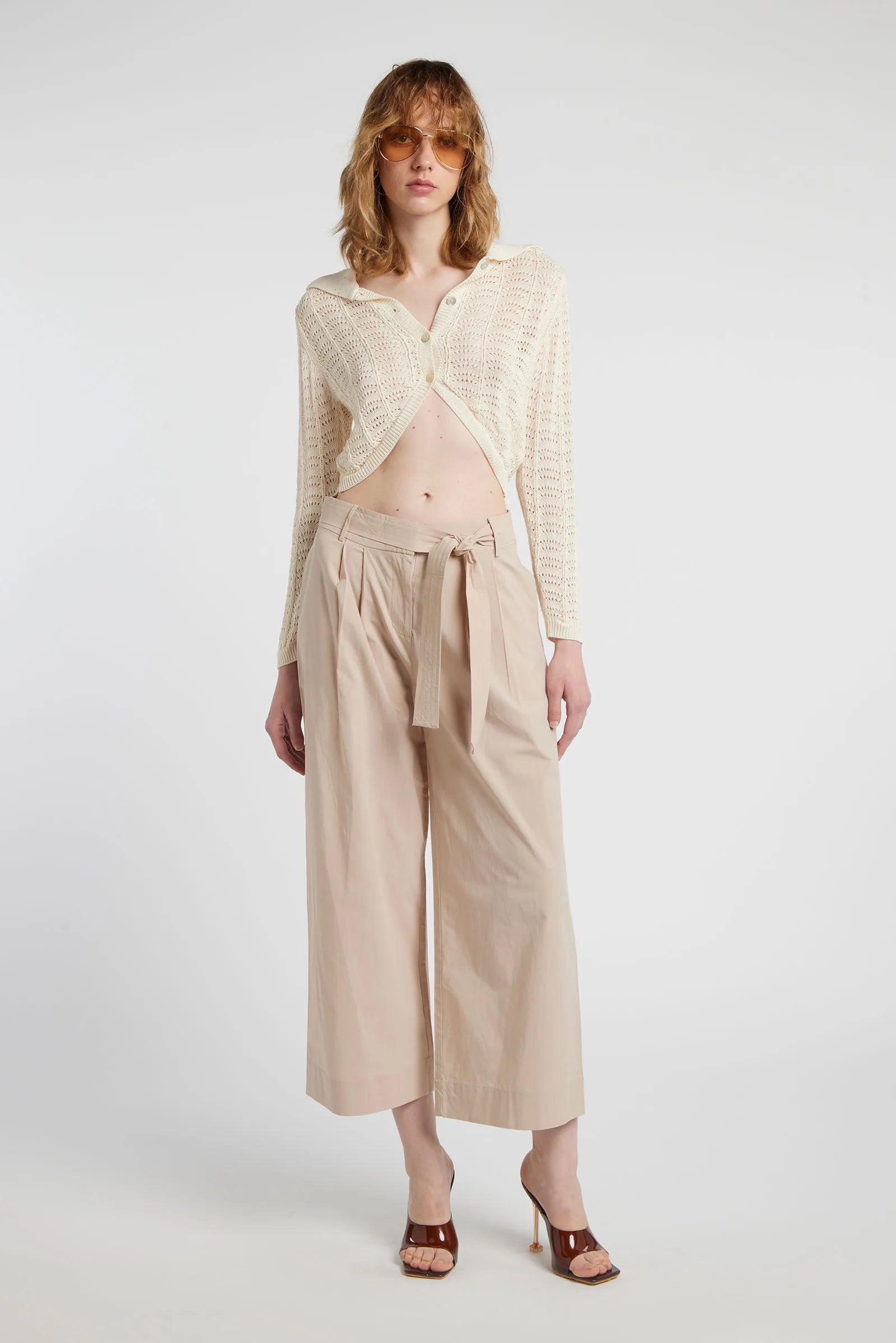 GALL - Cropped viscose shirt with buttons