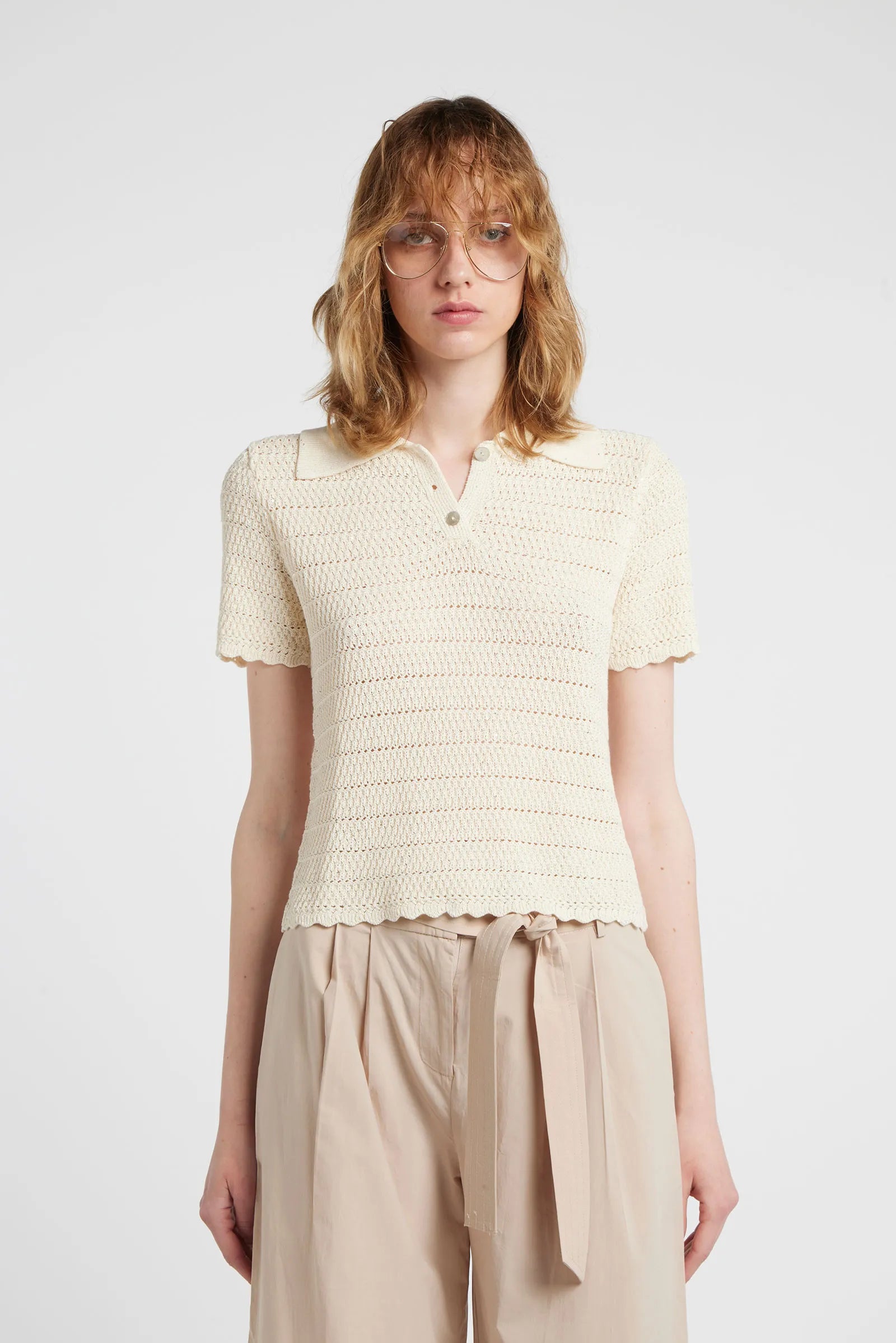 GALEGA - Lurex Knit Polo Shirt
