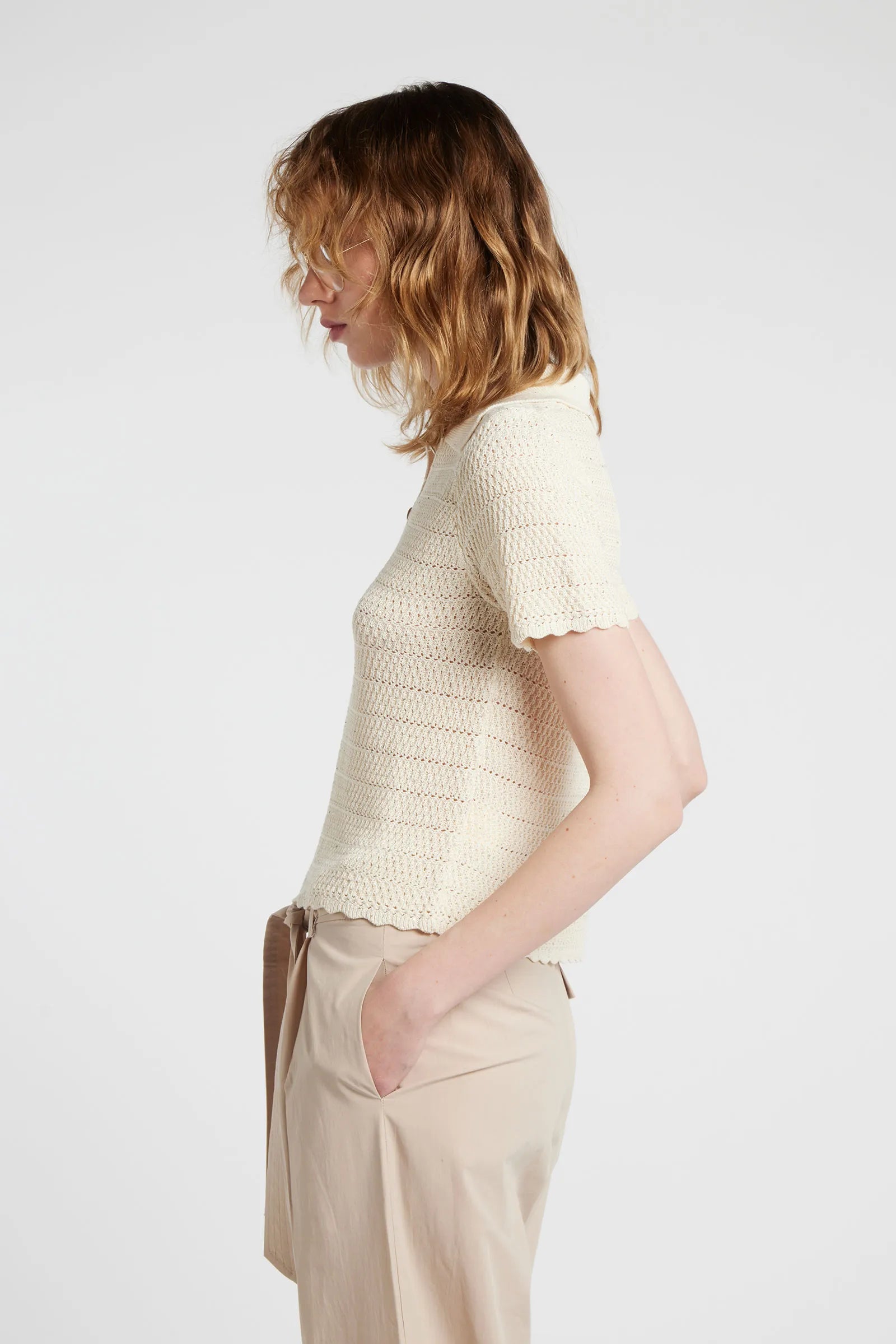 GALEGA - Lurex Knit Polo Shirt