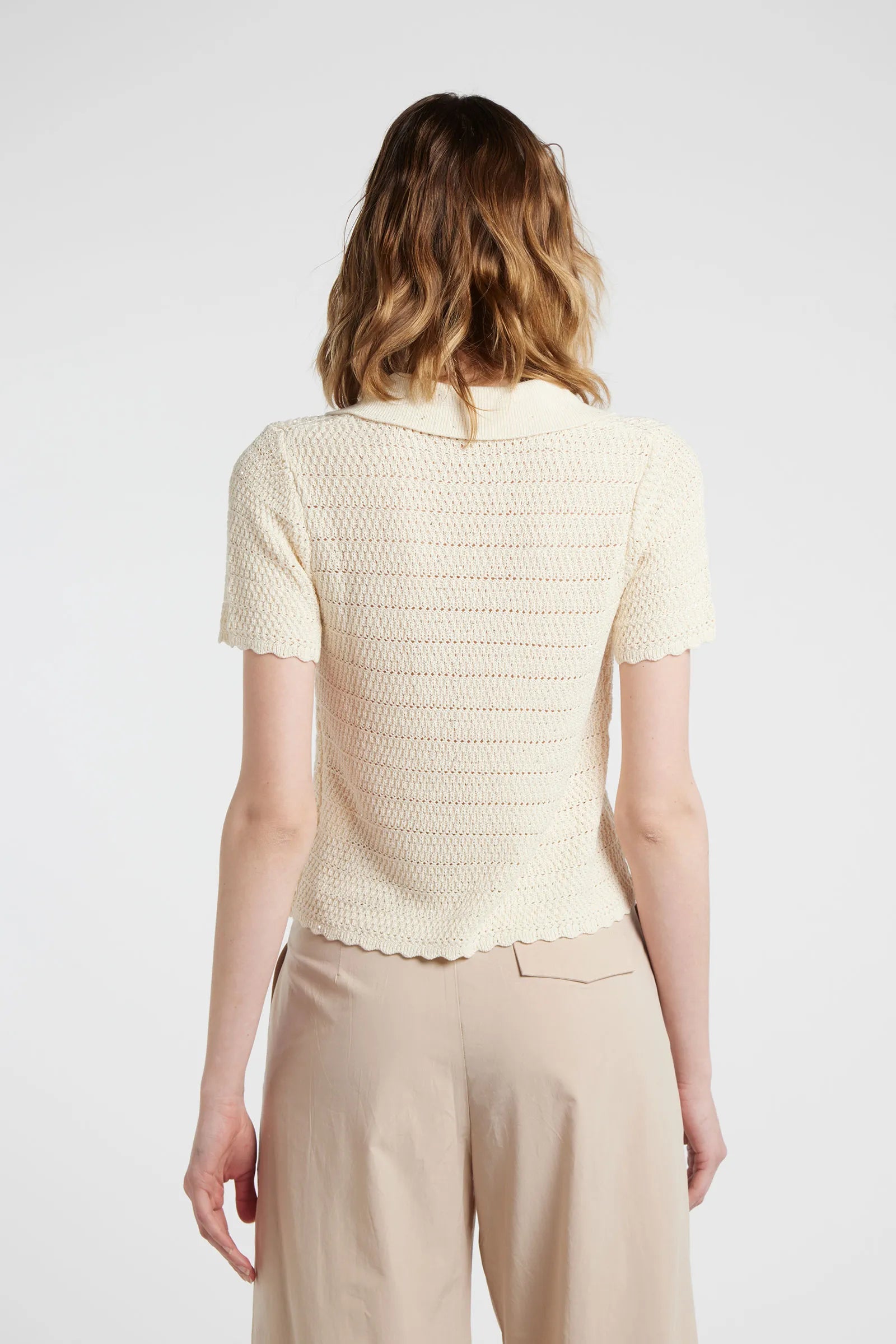 GALEGA - Lurex Knit Polo Shirt