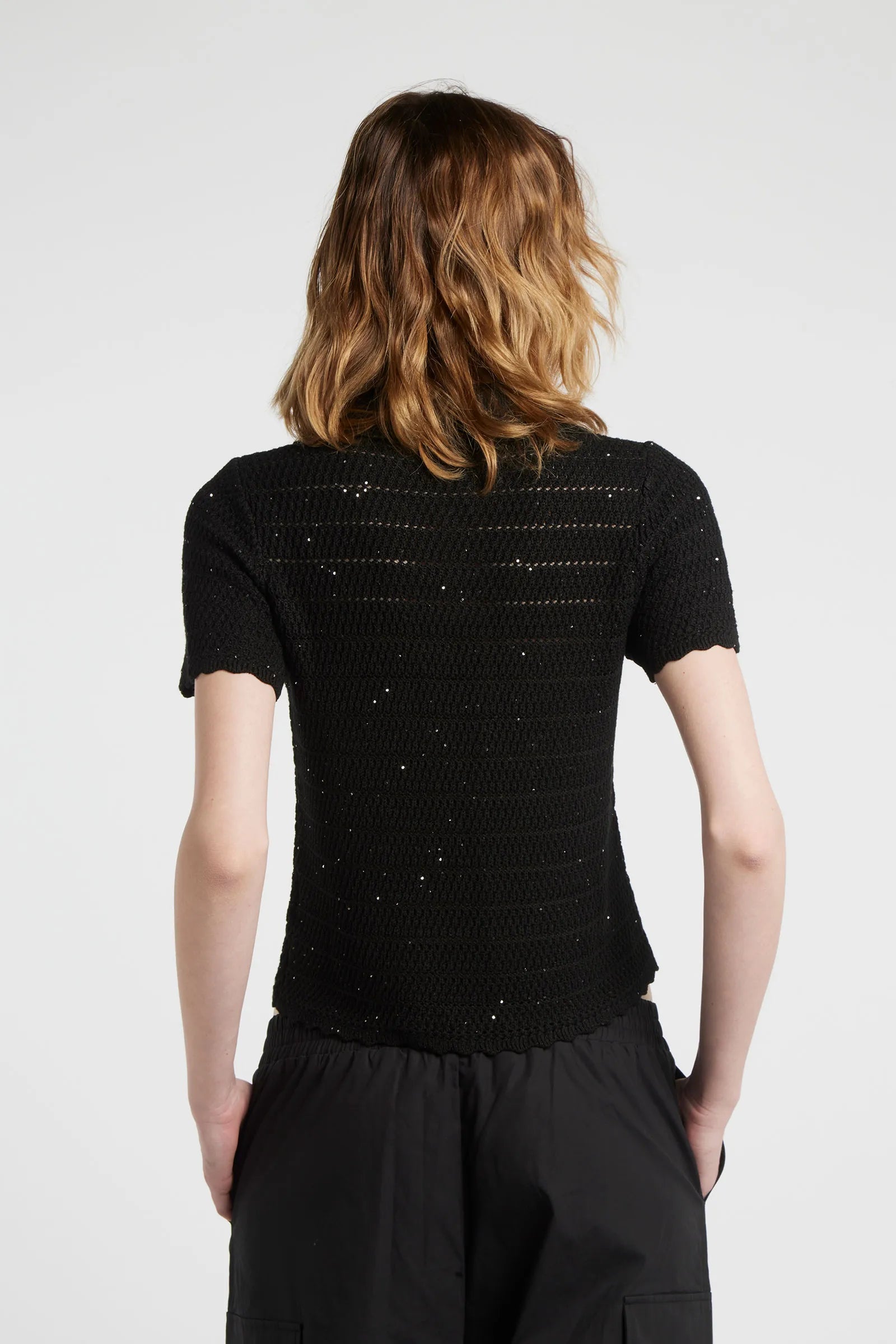 GALEGA - Lurex knit polo shirt