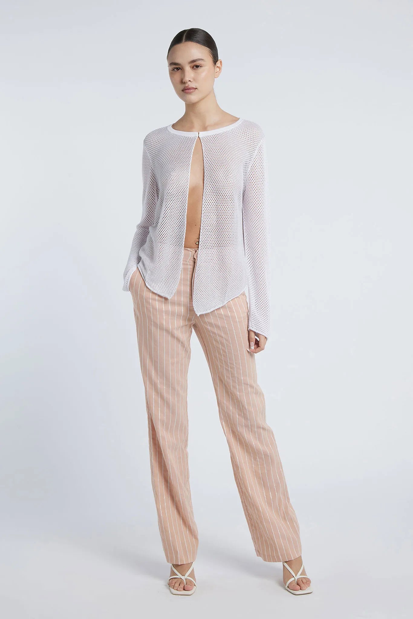 MORGAN - Viscose cardigan with mesh detailing