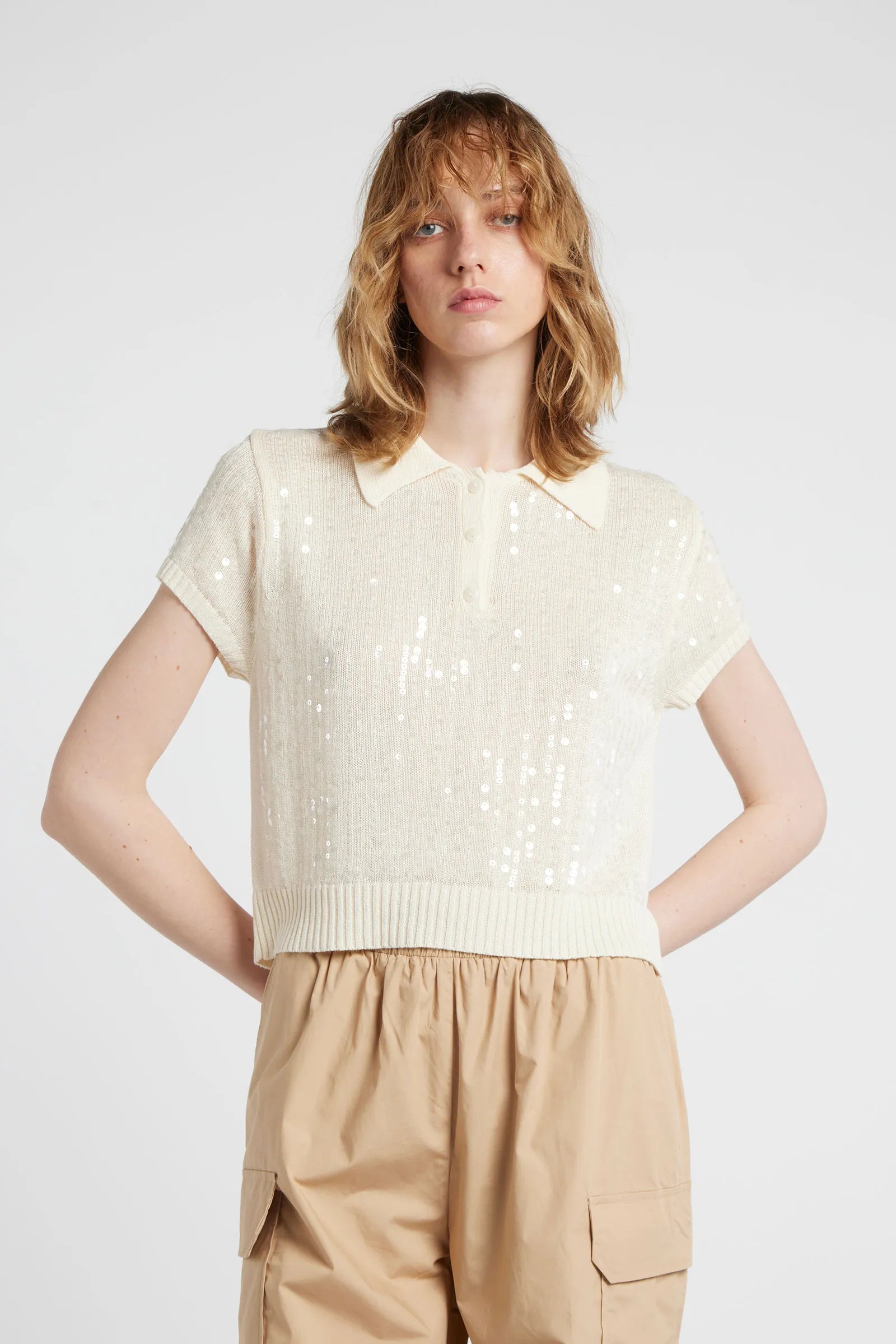 GARRYA - Viscose blend yarn polo shirt