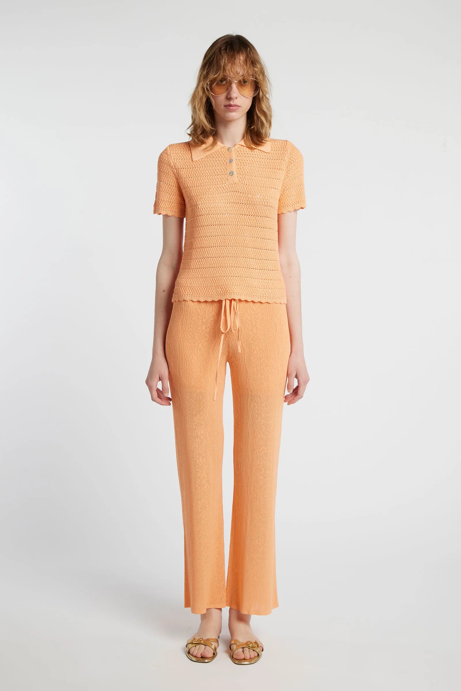 GALEGA - Lurex knit polo shirt