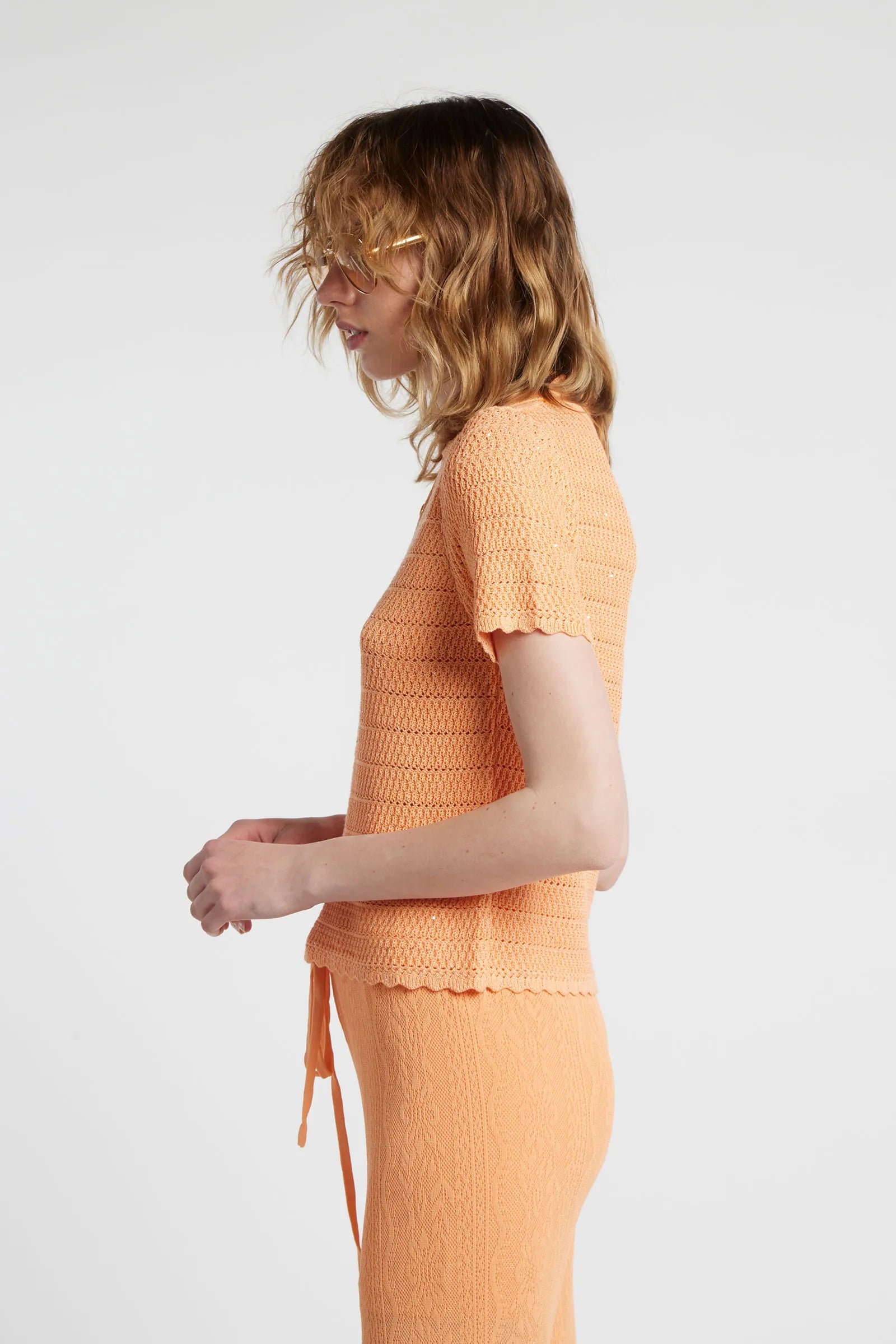 GALEGA - Lurex knit polo shirt