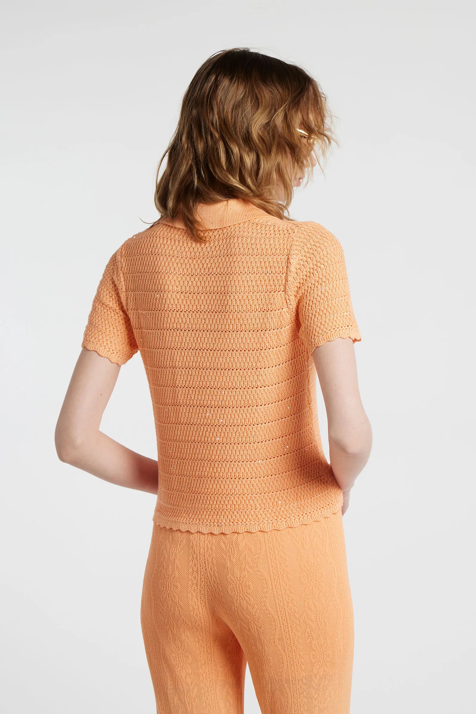 GALEGA - Lurex knit polo shirt