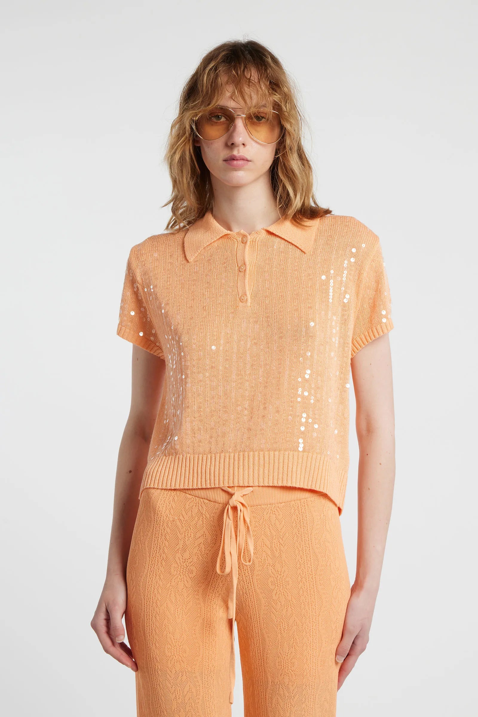 GARRYA - Viscose blend yarn polo shirt