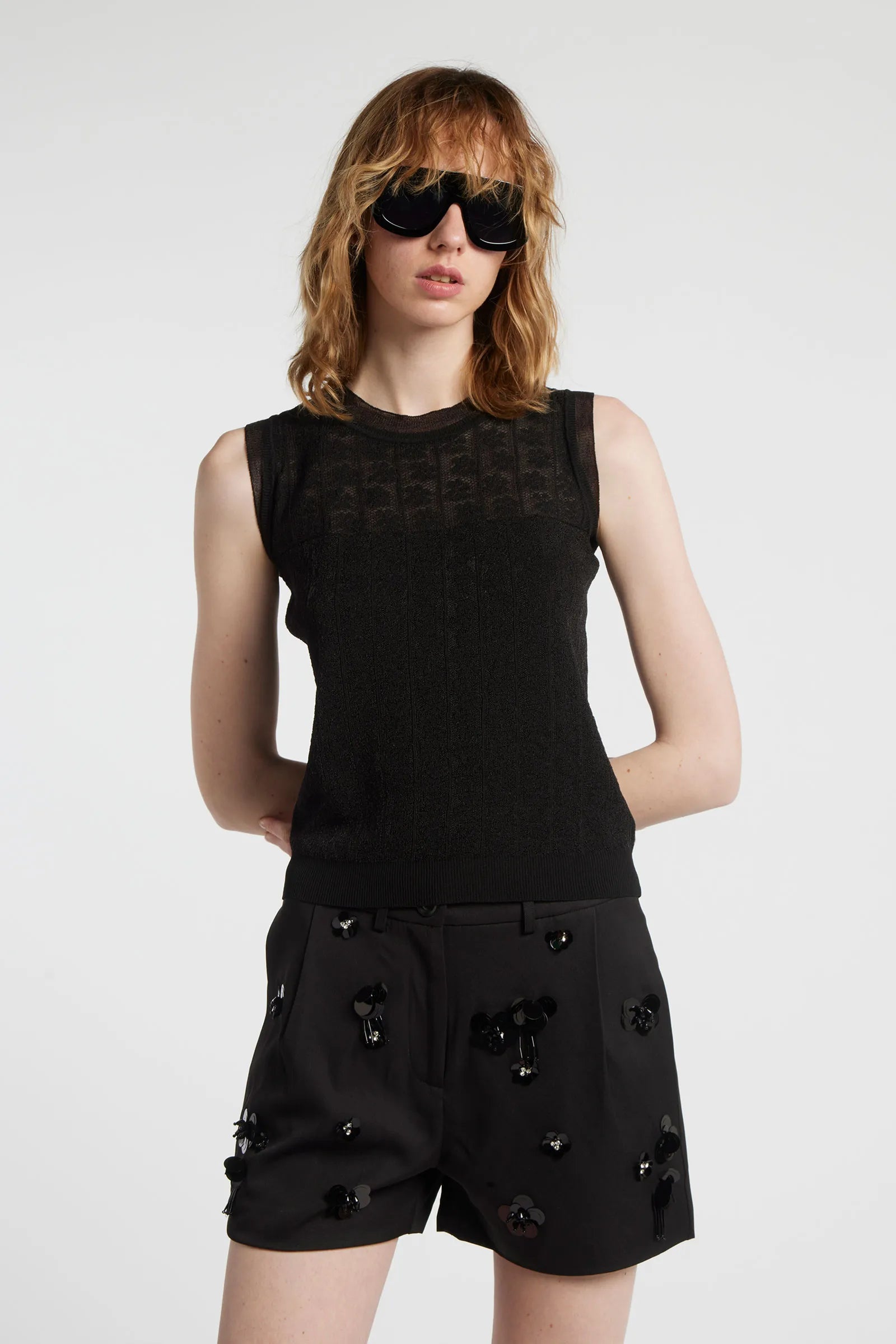MILA - Pointelle knit top