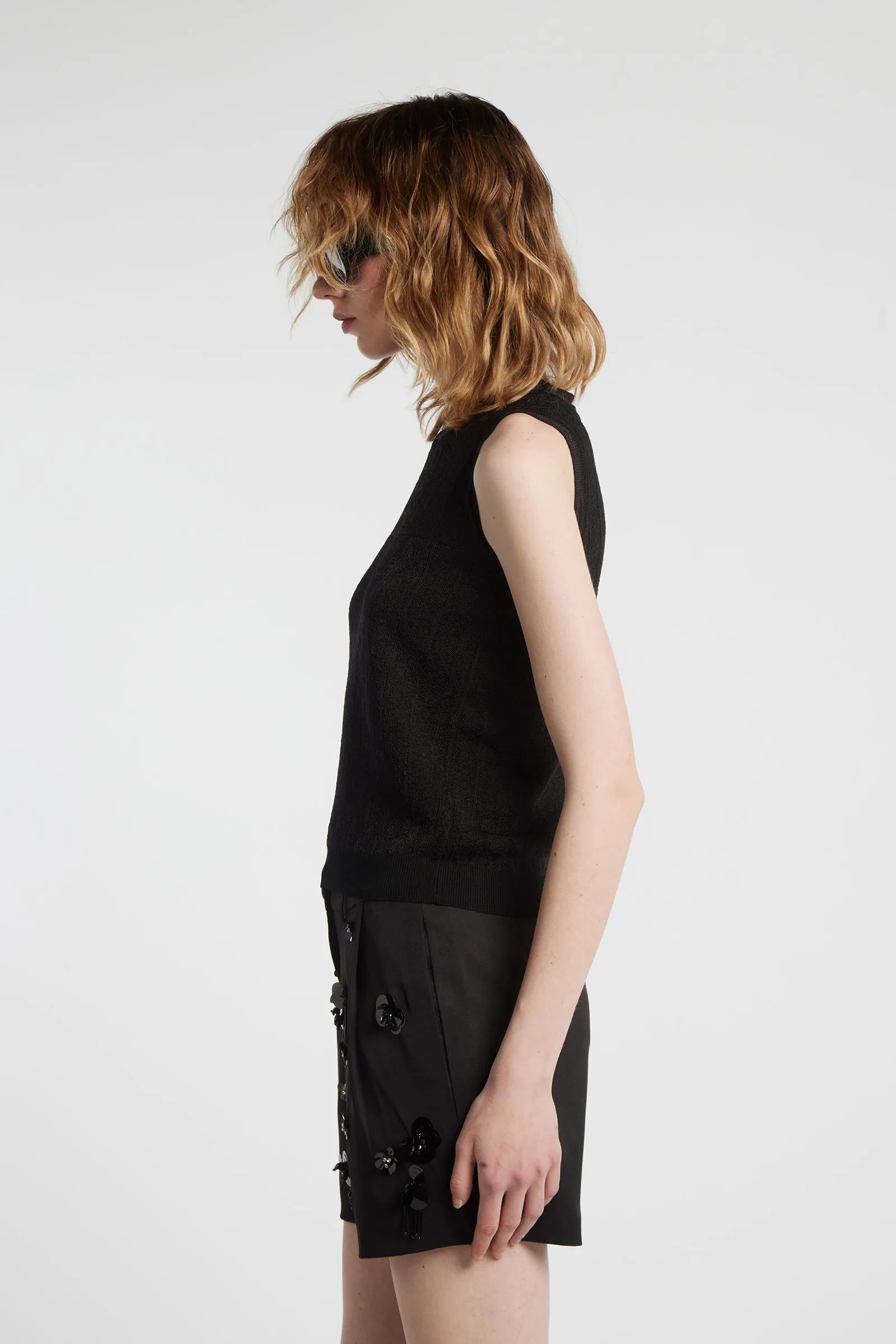 MILA - Pointelle knit top