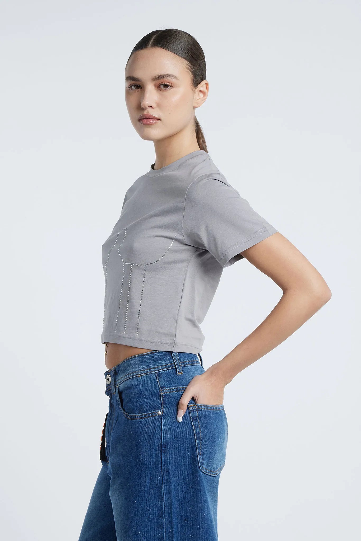 CUBA - T-shirt with corset appliqué