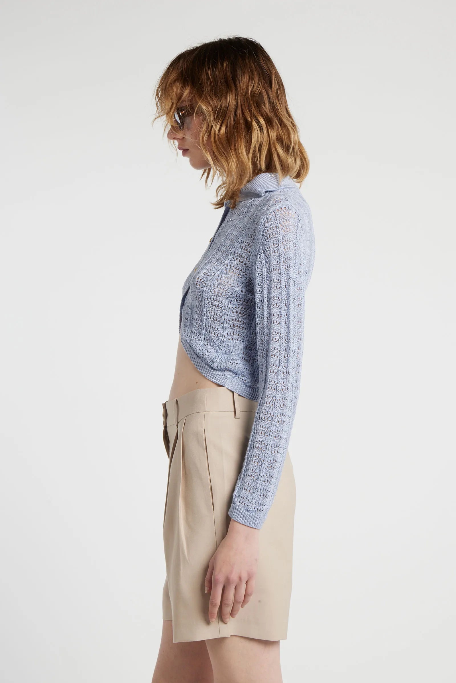 GALL - Cropped viscose shirt with buttons