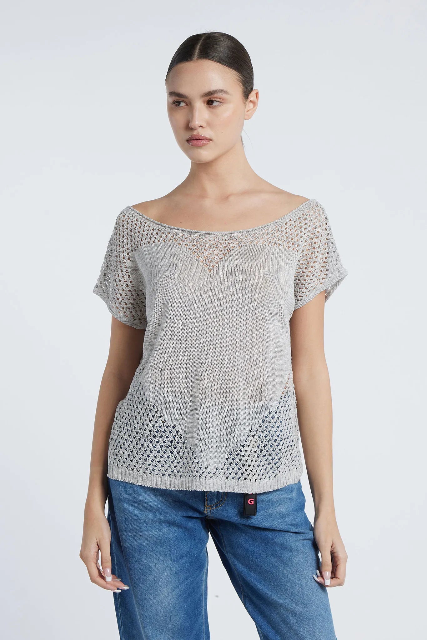 SCARLETT - Viscose mesh jumper